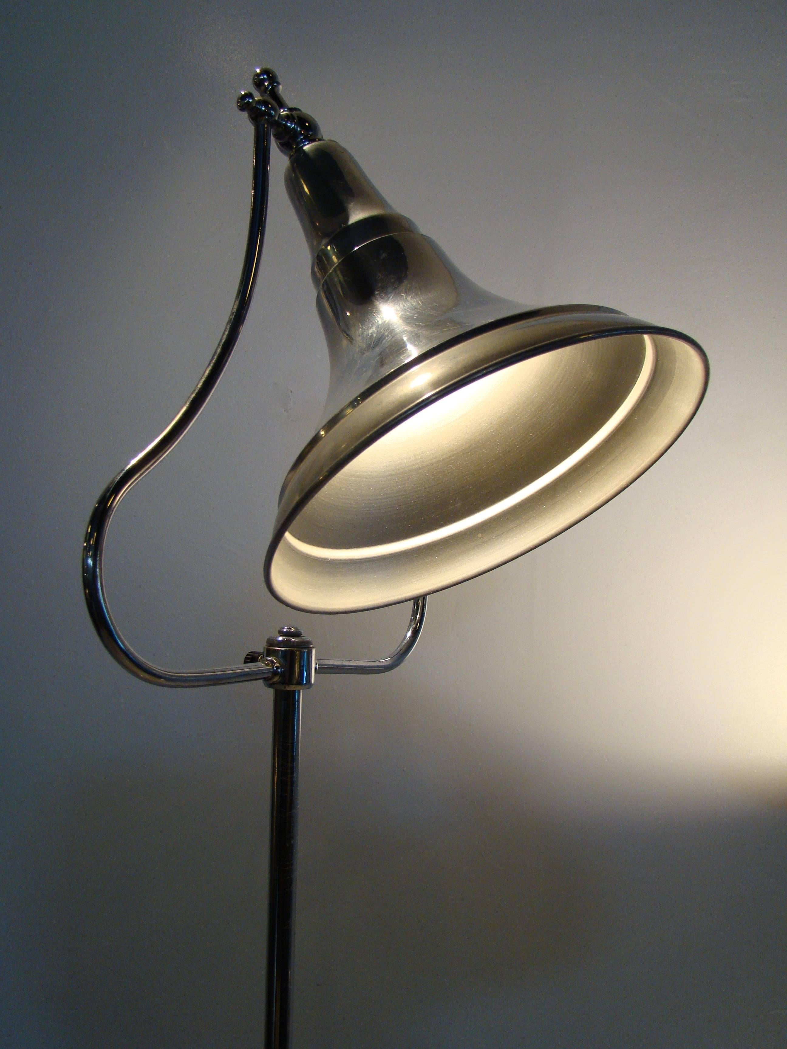Mid-20th Century Machine Age Art Deco Industrial Medical Aluminium Chrome Floor Lamps For Sale
