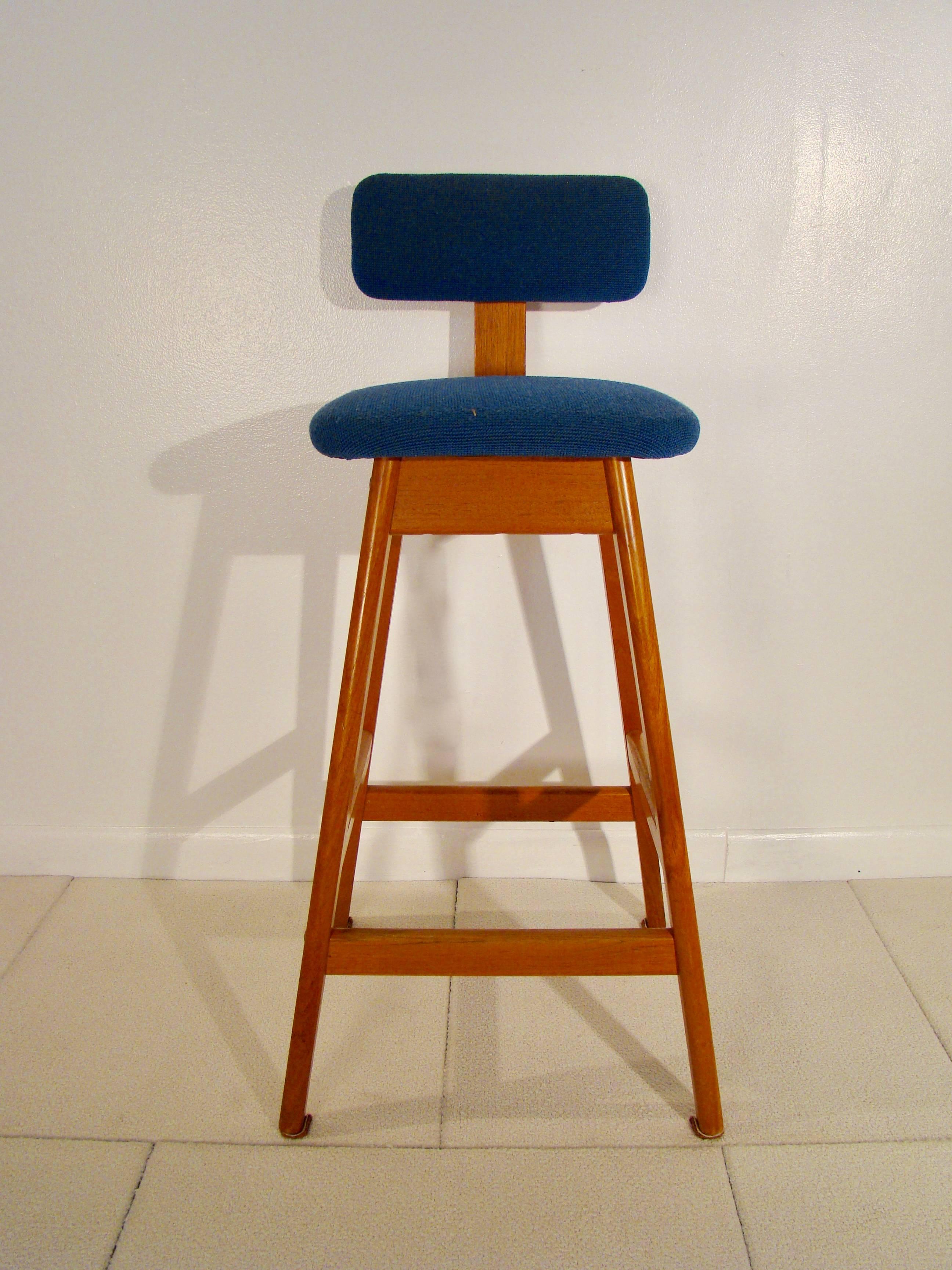 Mid-Century Modern Set of Four Danish Teak Bentwood Counter Height Barstools