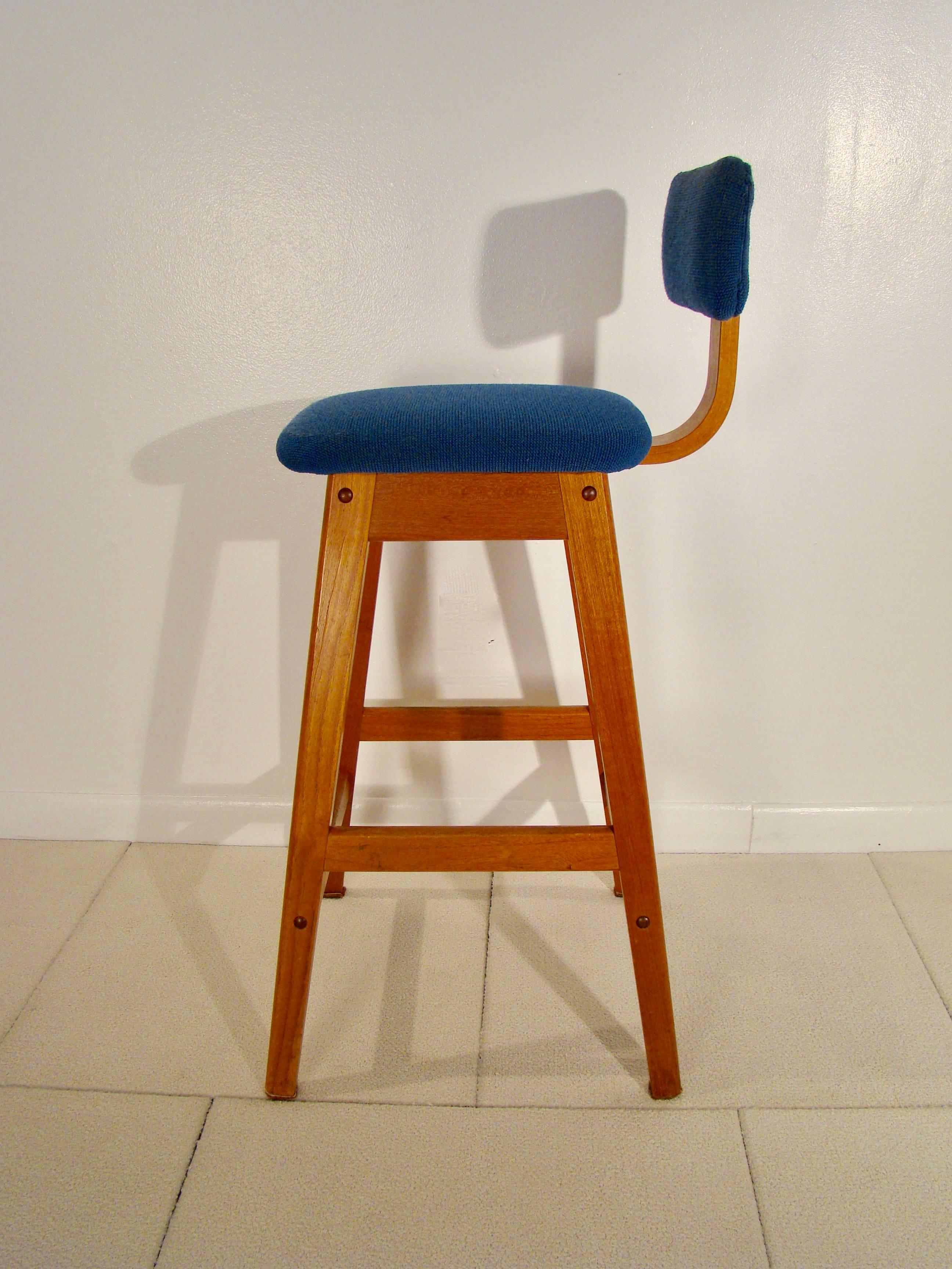 Set of Four Danish Teak Bentwood Counter Height Barstools 1
