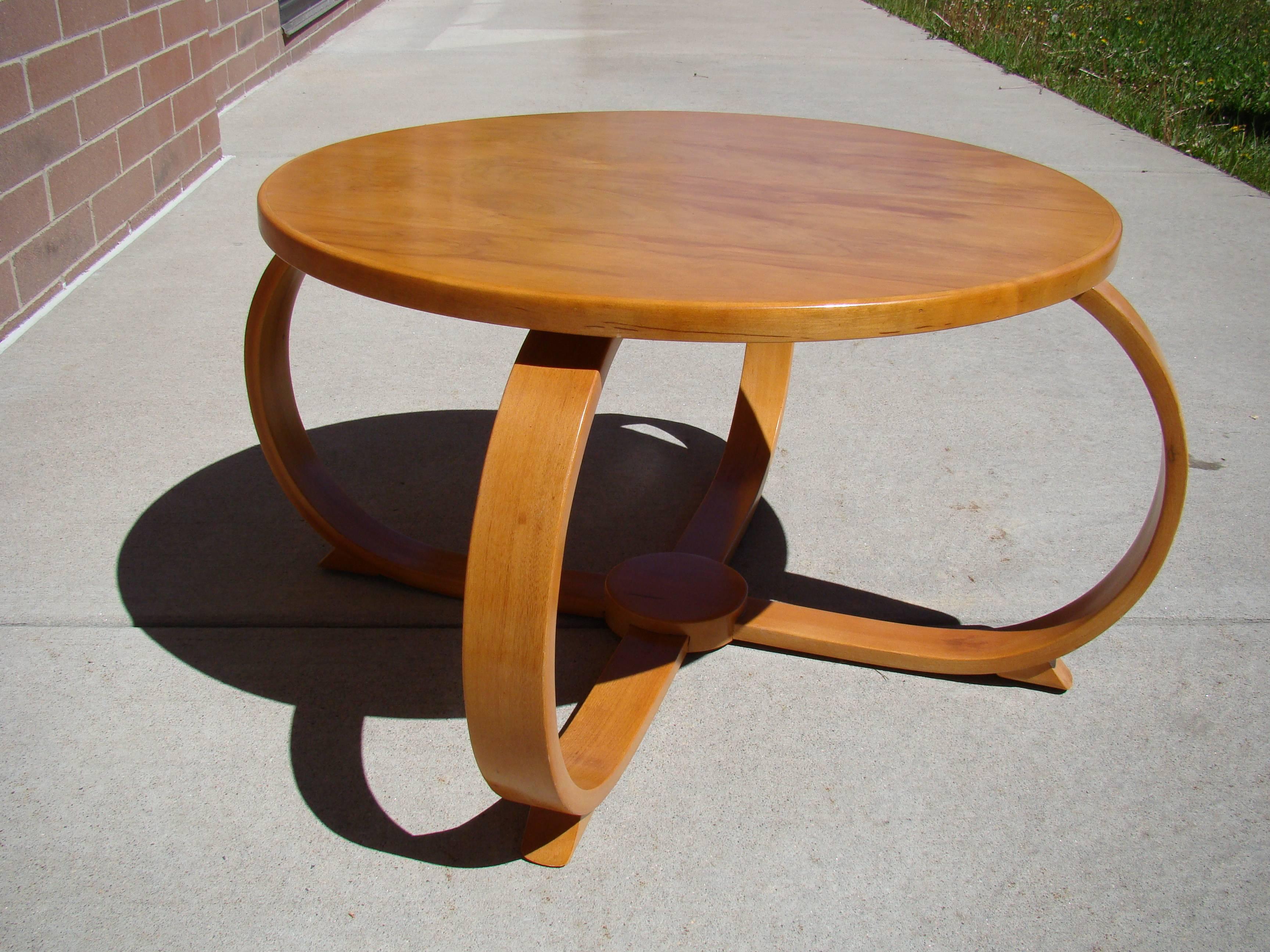 Stunning Bentwood Machine Age Streamline Table by Thonet 1