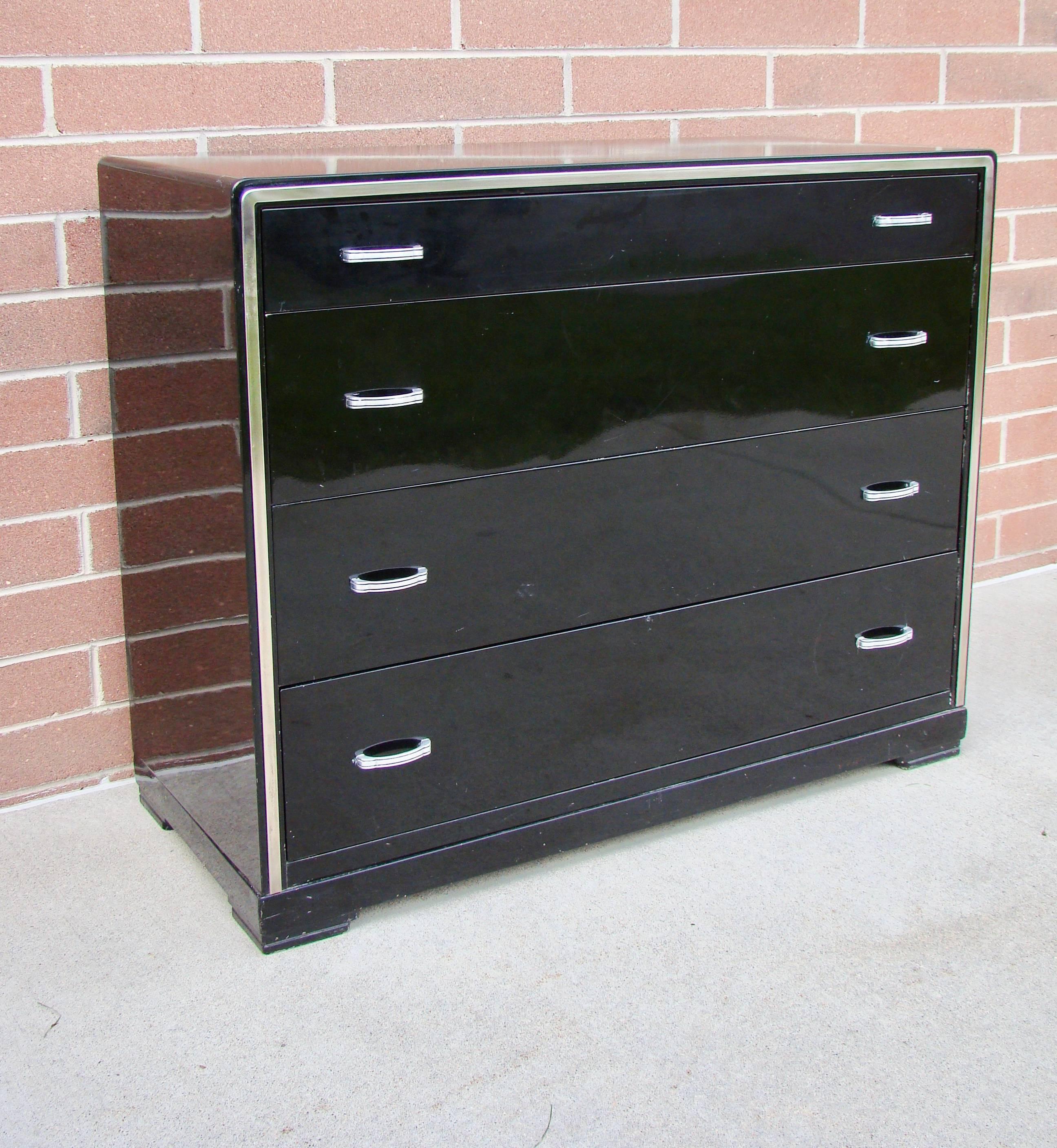 American Norman Bel Geddes for Simmons Art Deco Machine Age Metal Dresser For Sale