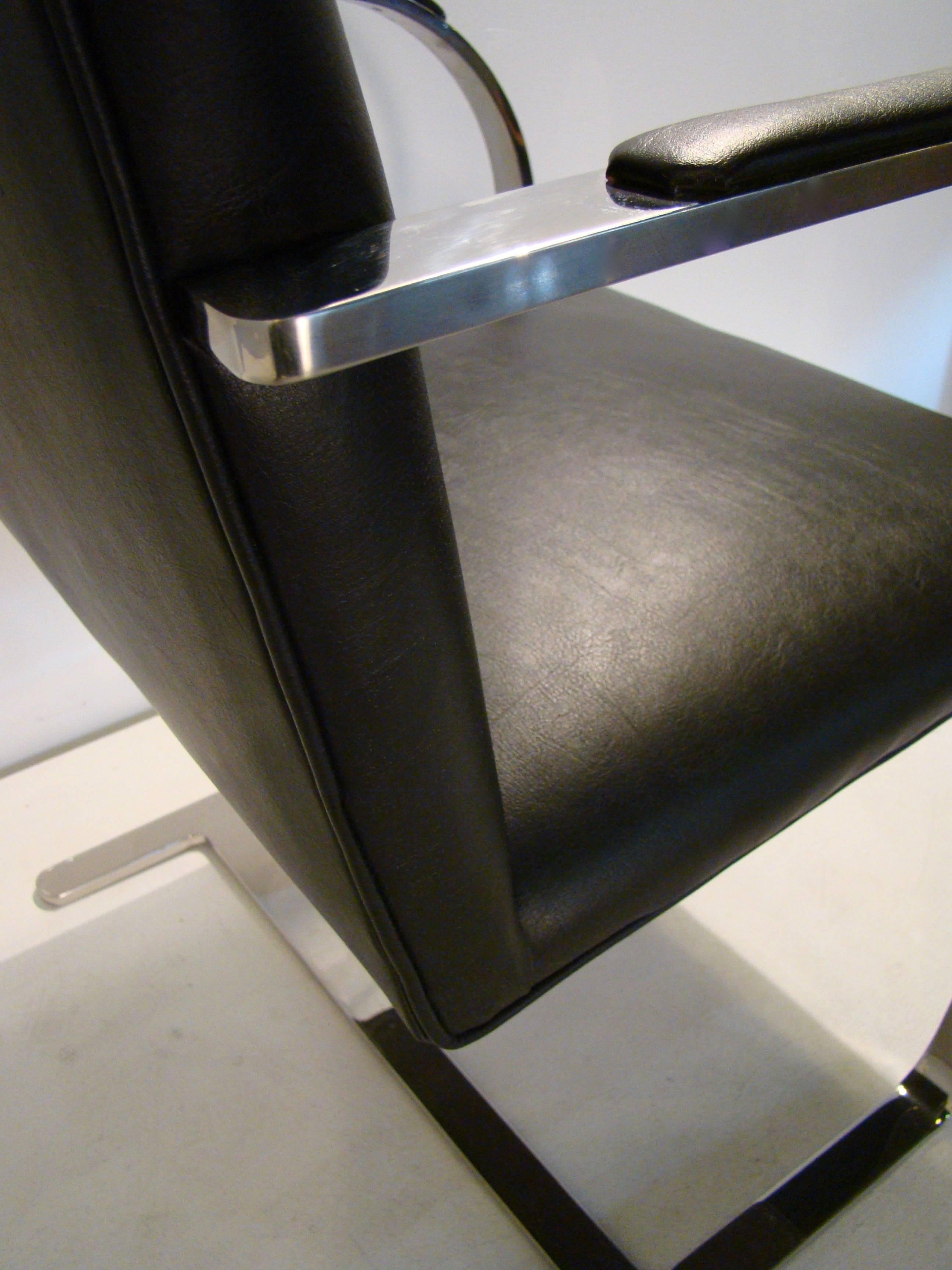 Late 20th Century Leather and Stainless Steel Brno Chairs attributed to Knoll For Sale