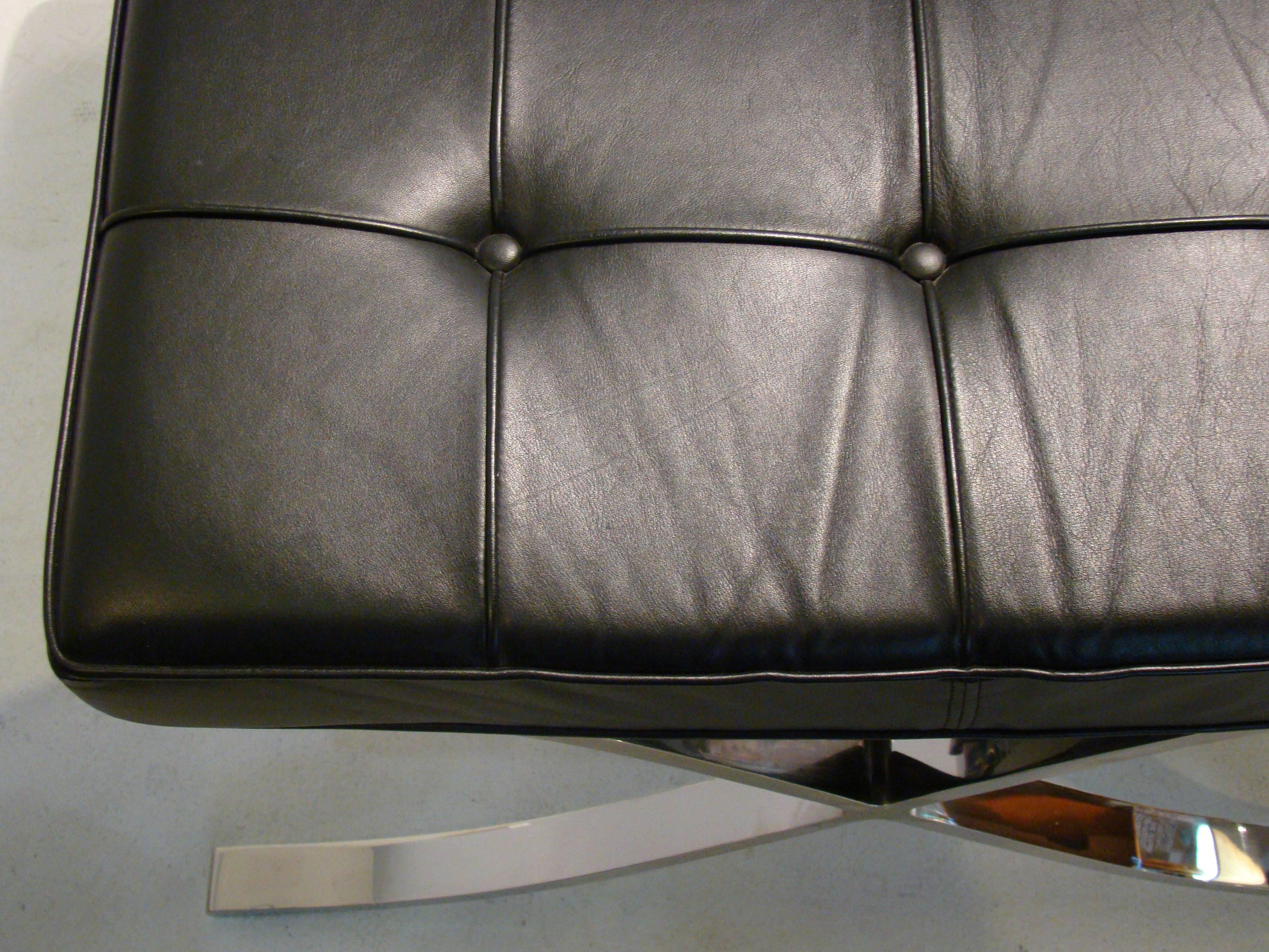 Leather Mies Van Der Rohe for Knoll Pair of Barcelona Ottomans, circa 1970s For Sale
