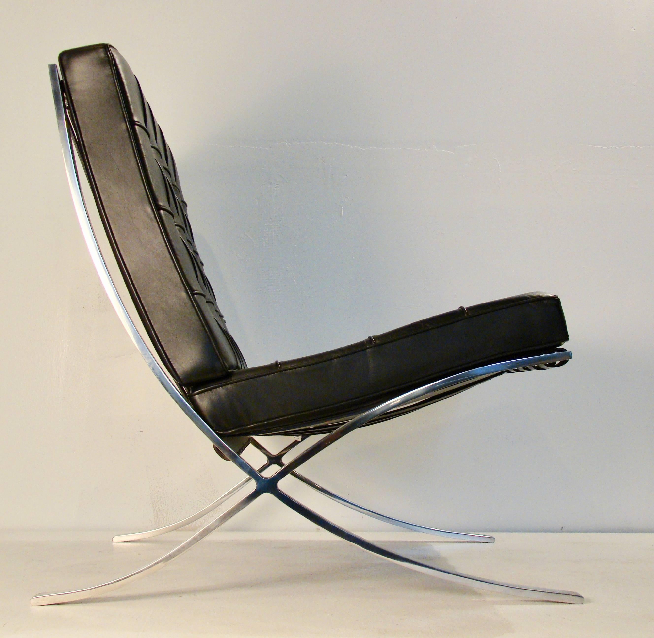 Leather Mies Van Der Rohe for Knoll Pair of Barcelona Chairs, circa 1970s