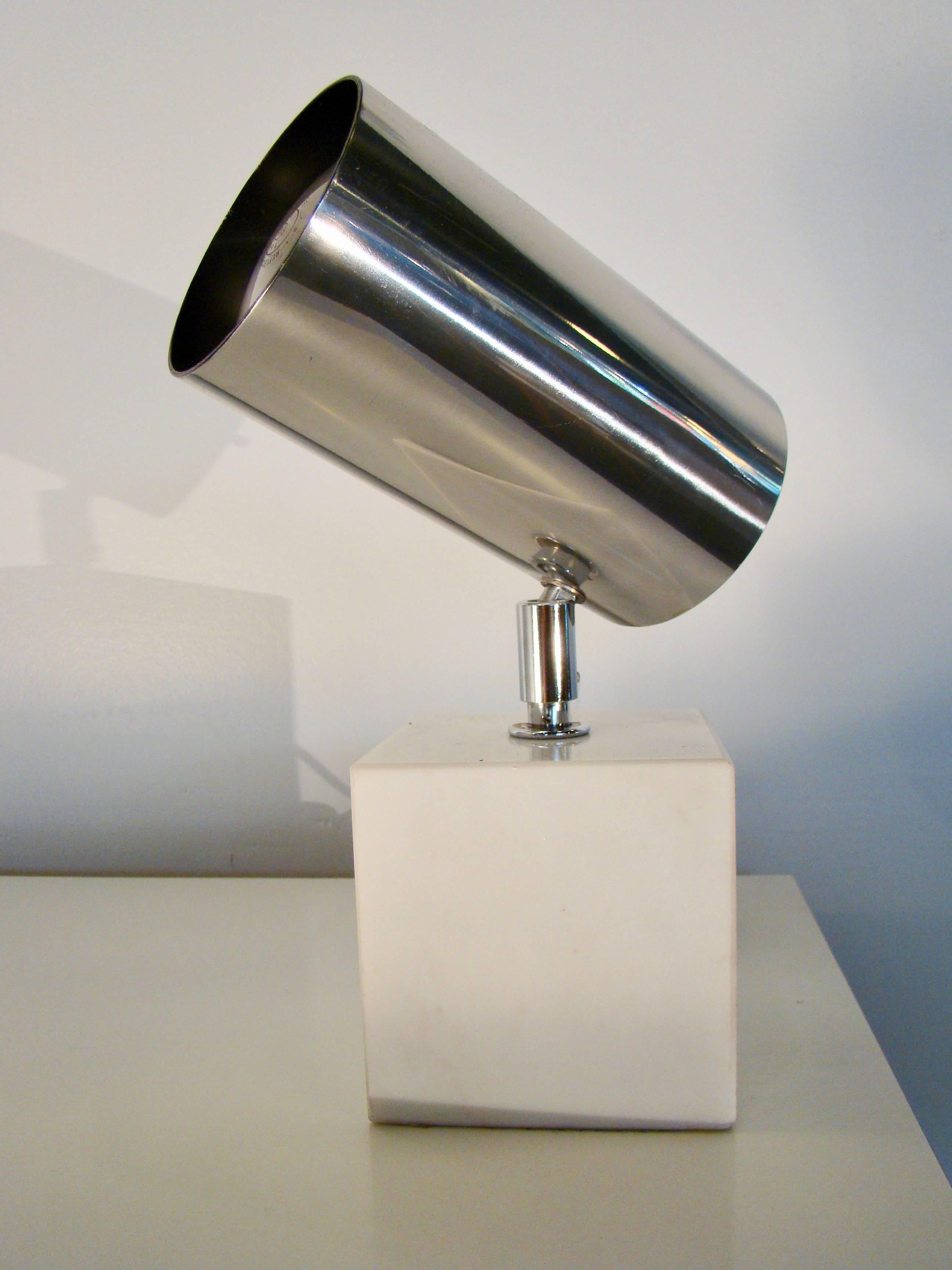 American Koch and Lowy Chrome and Marble Pivoting Table Lamp, circa 1970s For Sale