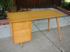 Paul McCobb for Winchendon Planner Group Desk in Maple with Chrome Pulls