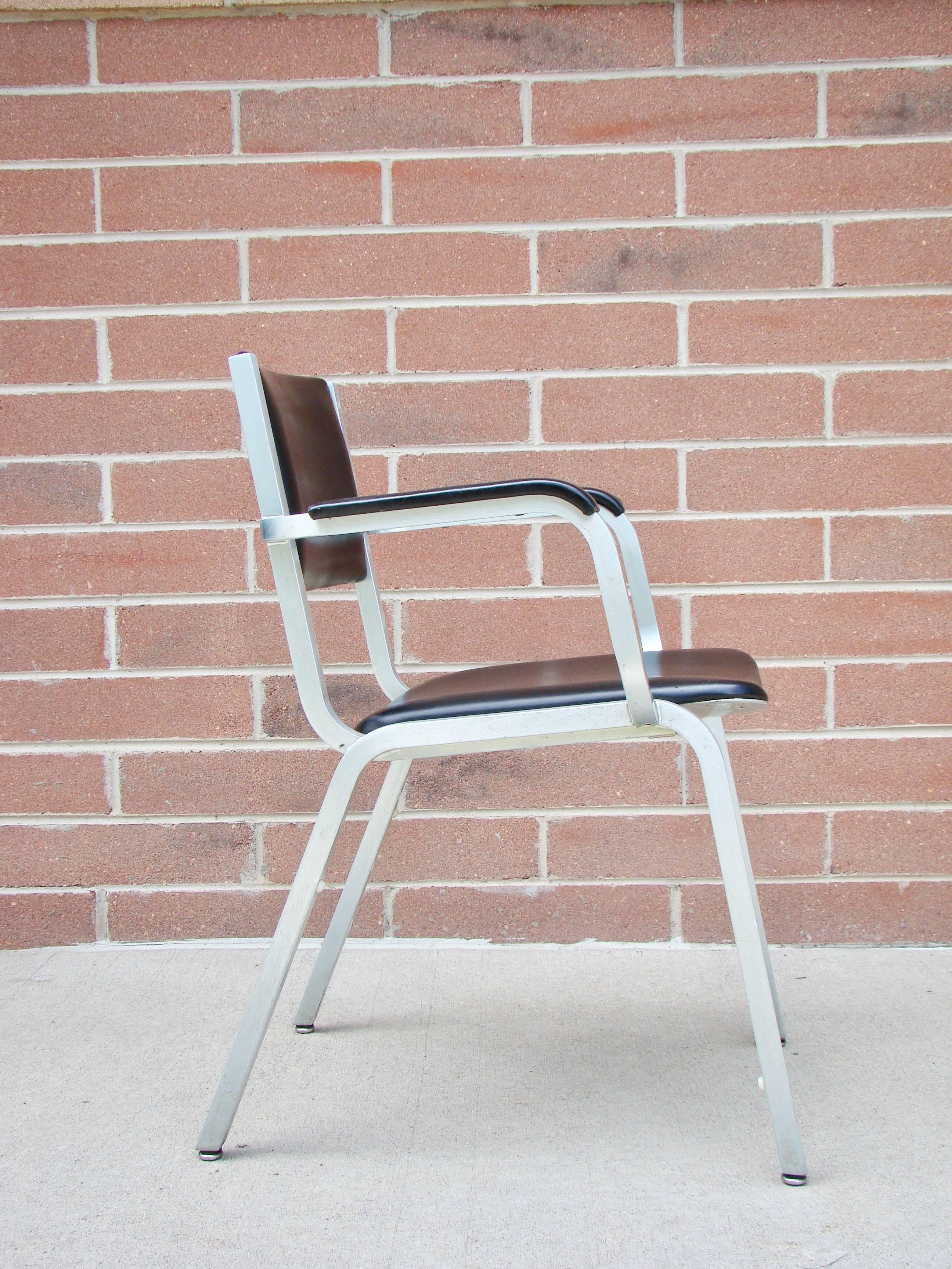 American Industrial Aluminium Machine Age Armchair by Steelcase, circa 1950s For Sale