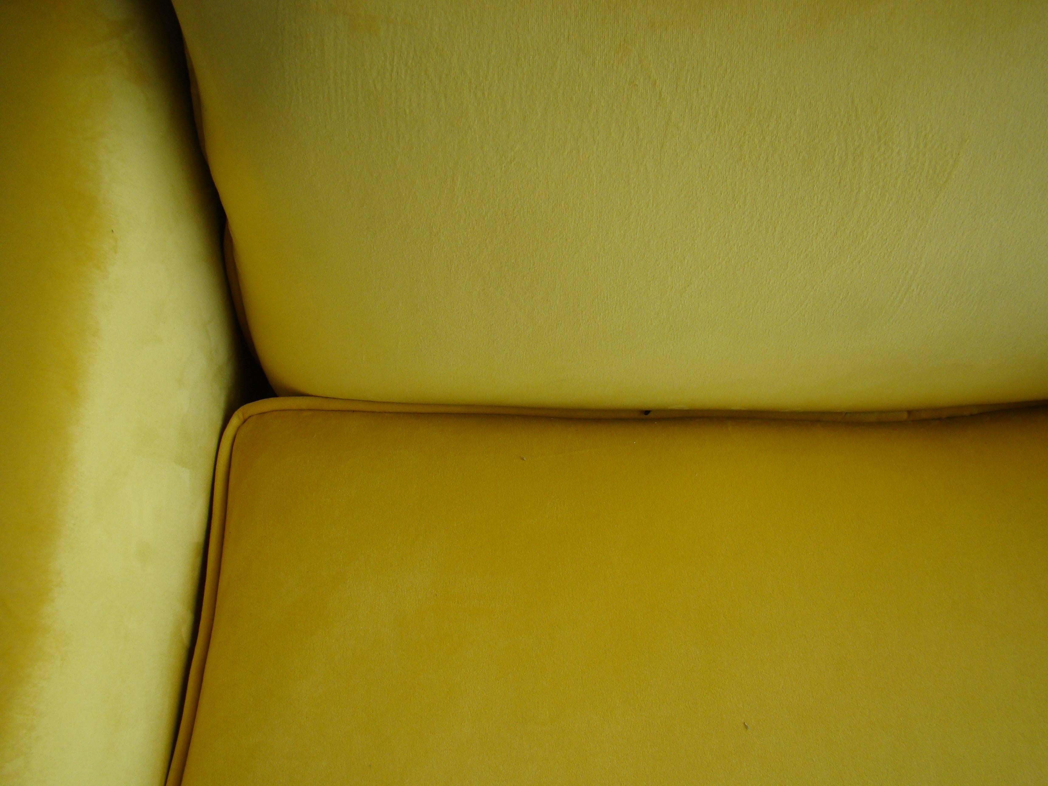 Vintage, 1960s Yellow Citrine Italian Wingback Upholstered Lounge Chair 2