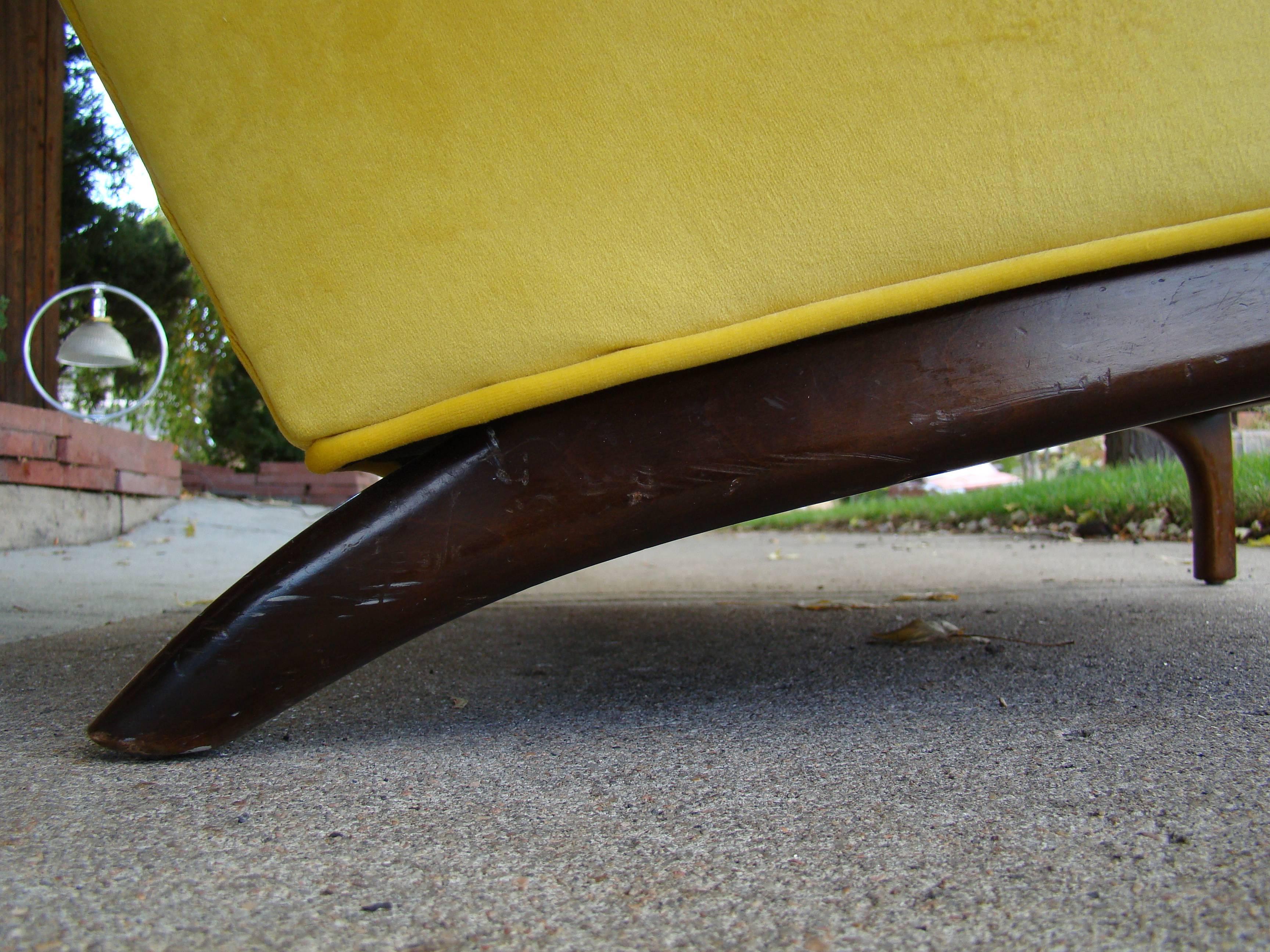 Upholstery Vintage, 1960s Yellow Citrine Italian Wingback Upholstered Lounge Chair