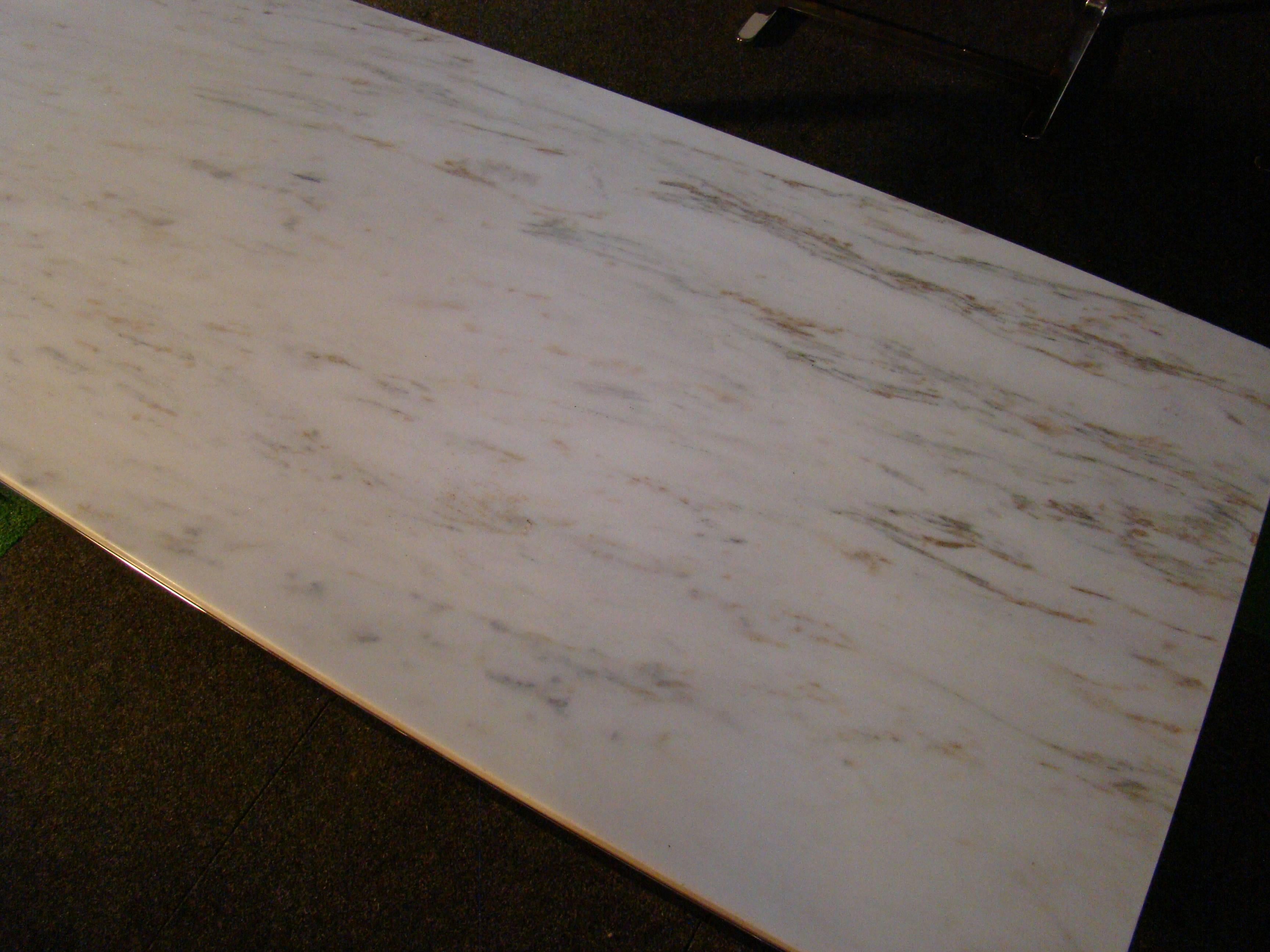 Marble and Chrome Rectangular Coffee Table after Florence Knoll 4