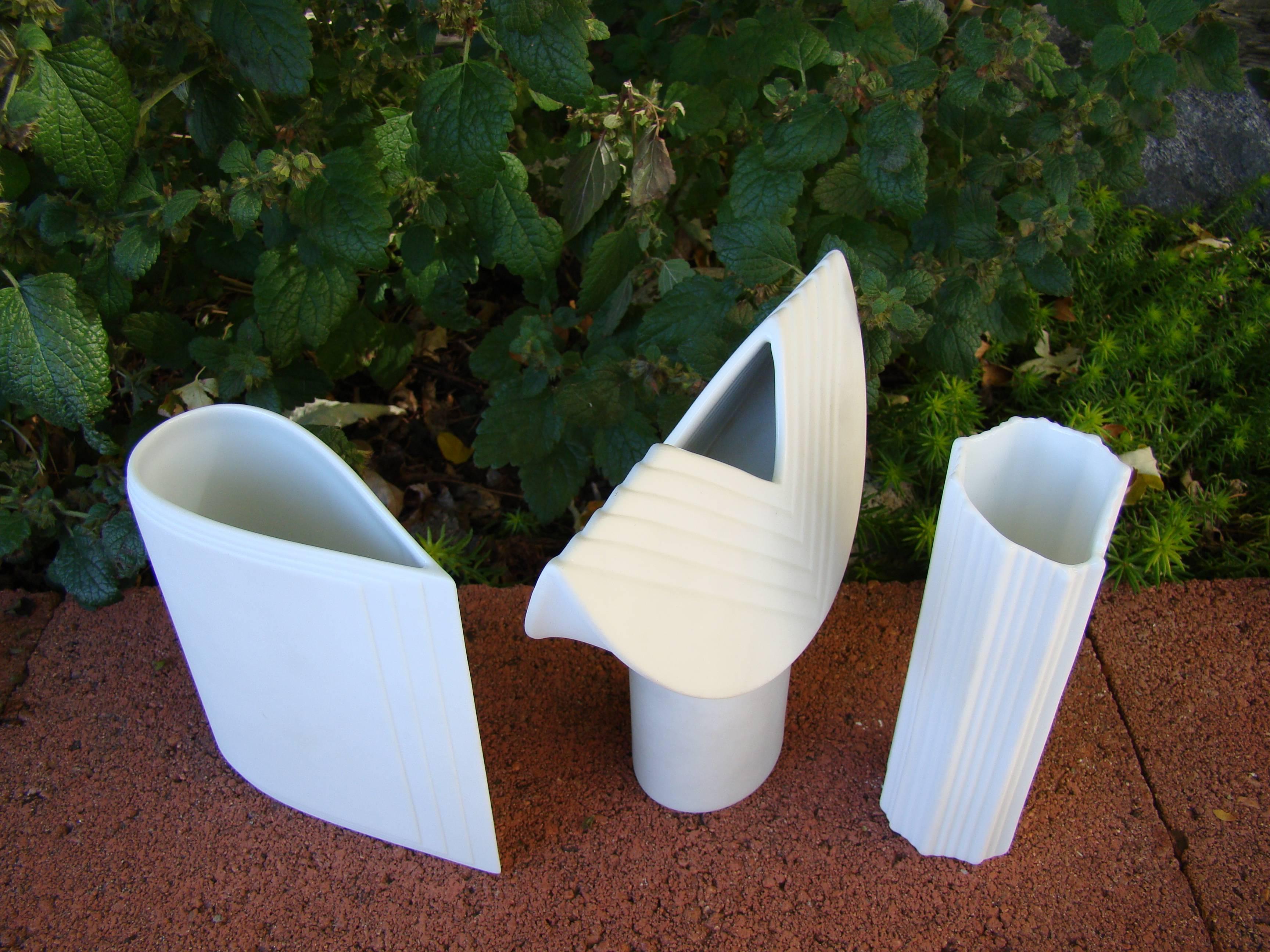 Two 'Rosenthal' and One 'Nitzsche' Bisque Ceramic Bud Vases Group of Three For Sale 3