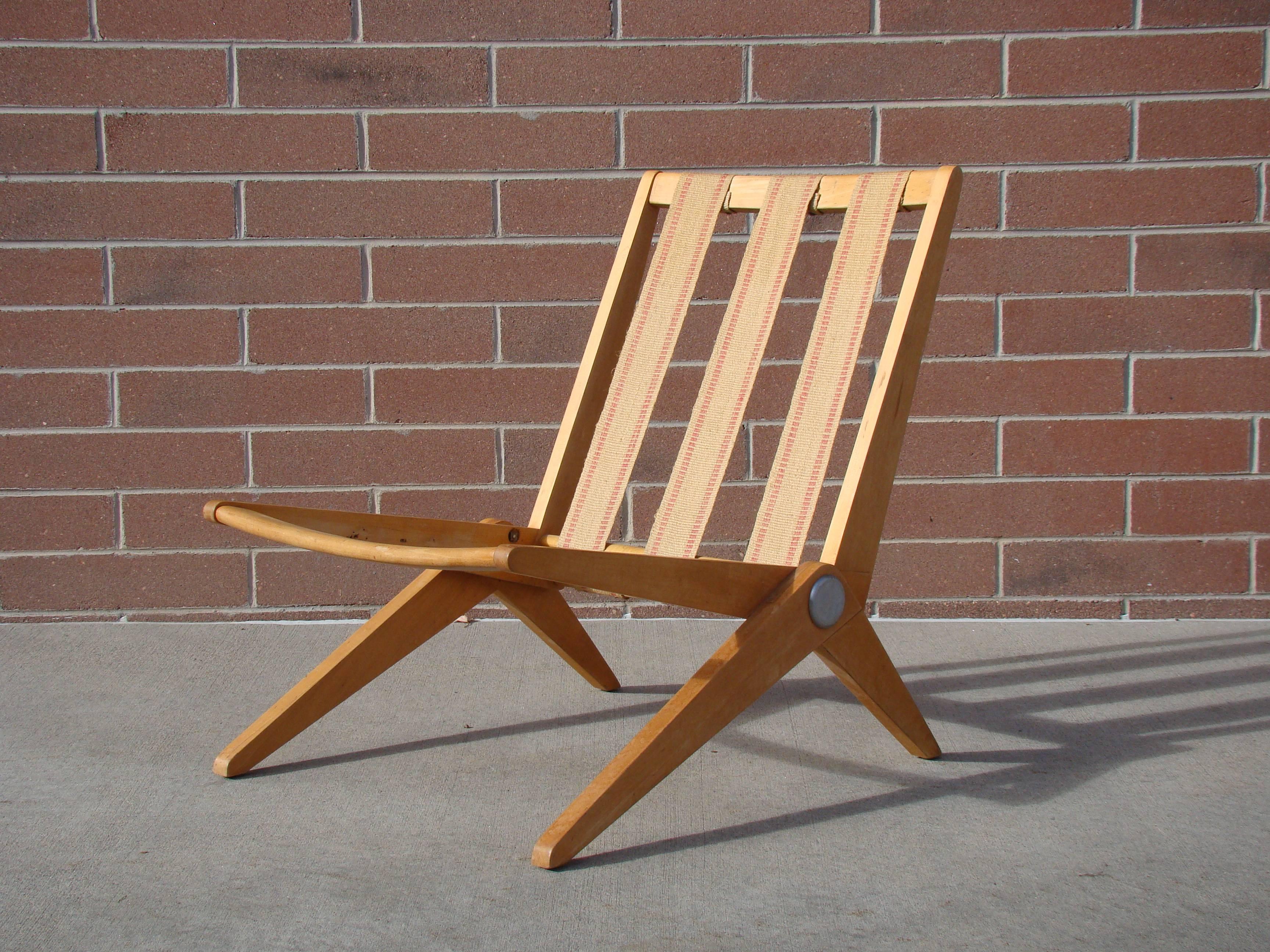 Hand-Crafted Pierre Jeanneret 'Scissor Chair' for Knoll International, USA For Sale