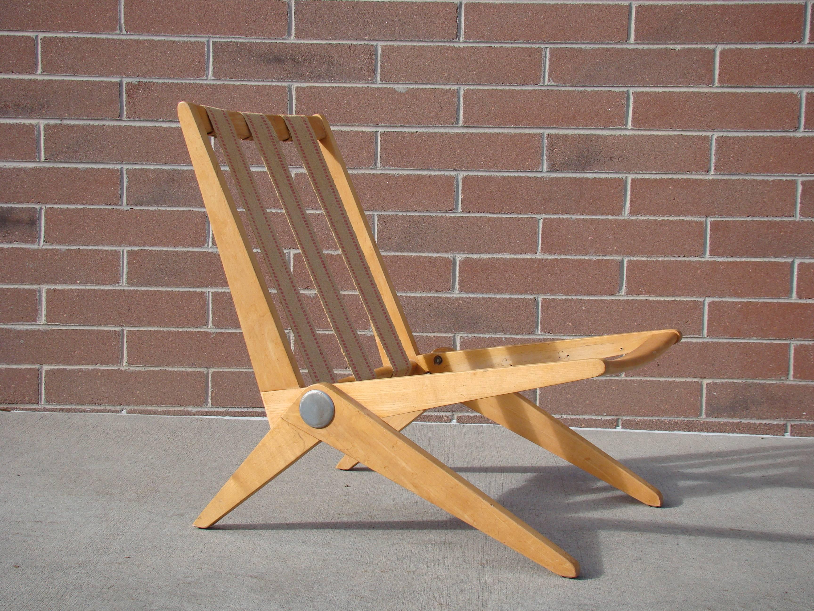 Pierre Jeanneret 'Scissor Chair' in solid light maple. A beautiful blank slate, solid, no splits, cracks, repairs or warping. This chair is light in appearance but substantial and accommodating in service. Steadily increasing in value and interest,
