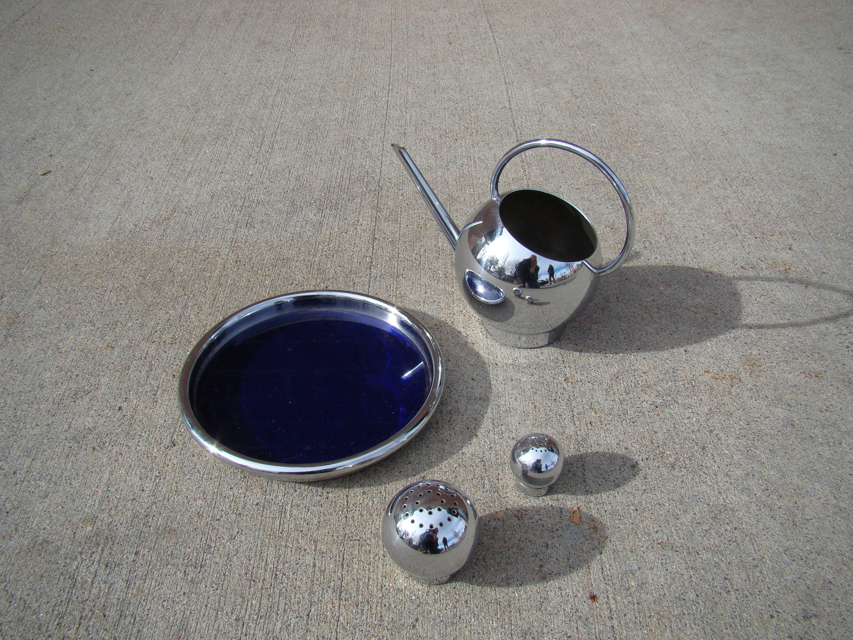 Mid-20th Century Russel Wright for Chase Art Deco Chrome, Glass Pancake and Corn Set, circa 1930s For Sale