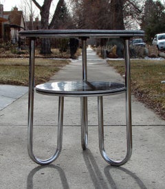 Art Deco Machine Age Two-Tiered Chrome Table, Wolfgang Hoffmann for Royal Chrome