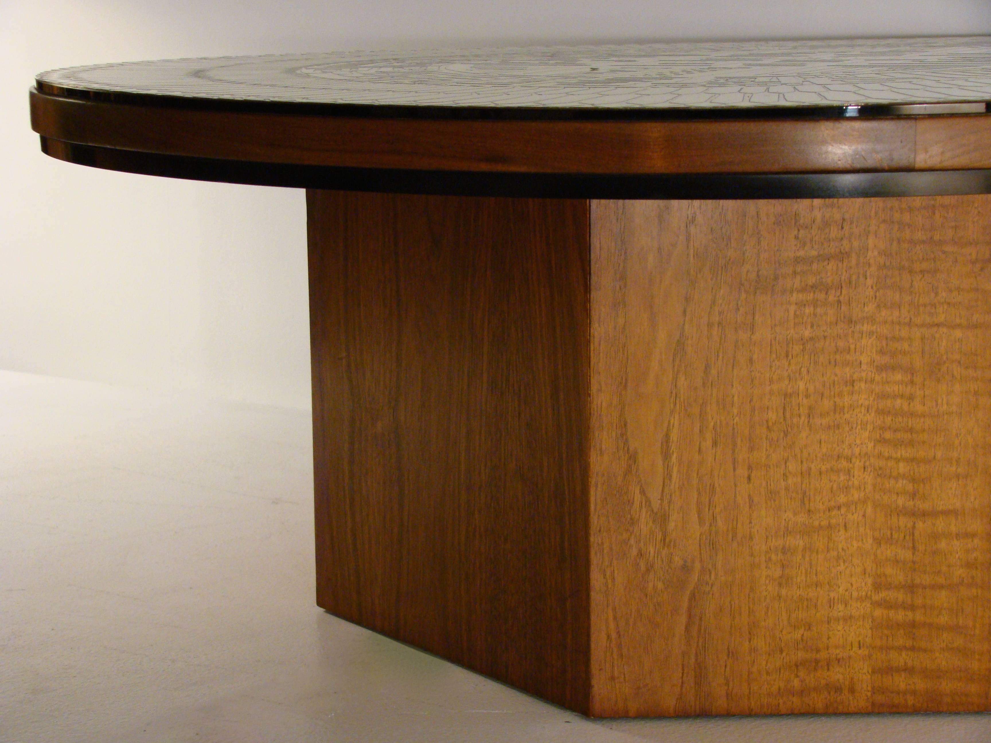 Custom Polished Metal, Walnut Coffee Table by Fred Kemp 