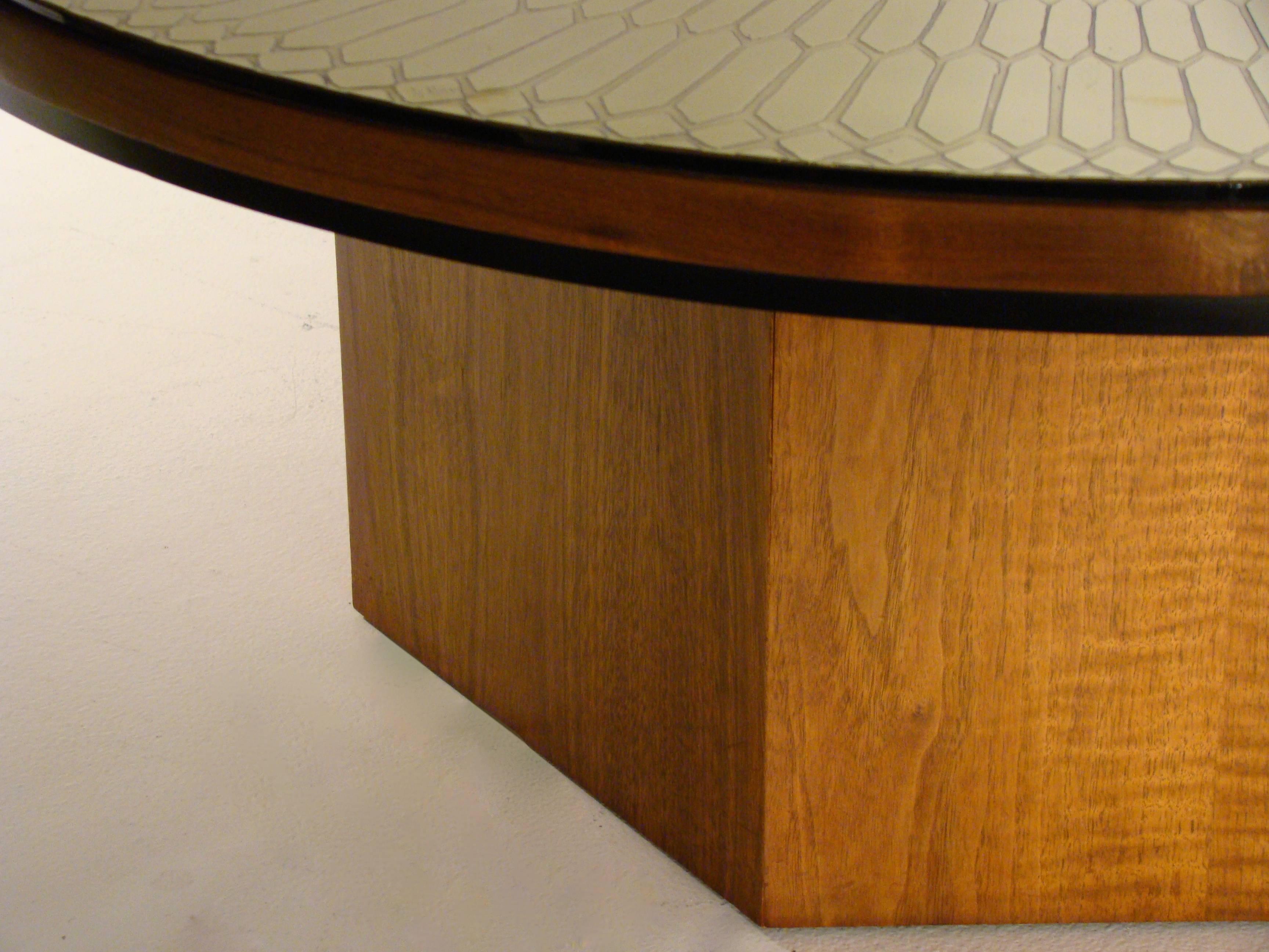Mid-Century Modern Custom Polished Metal, Walnut Coffee Table by Fred Kemp 