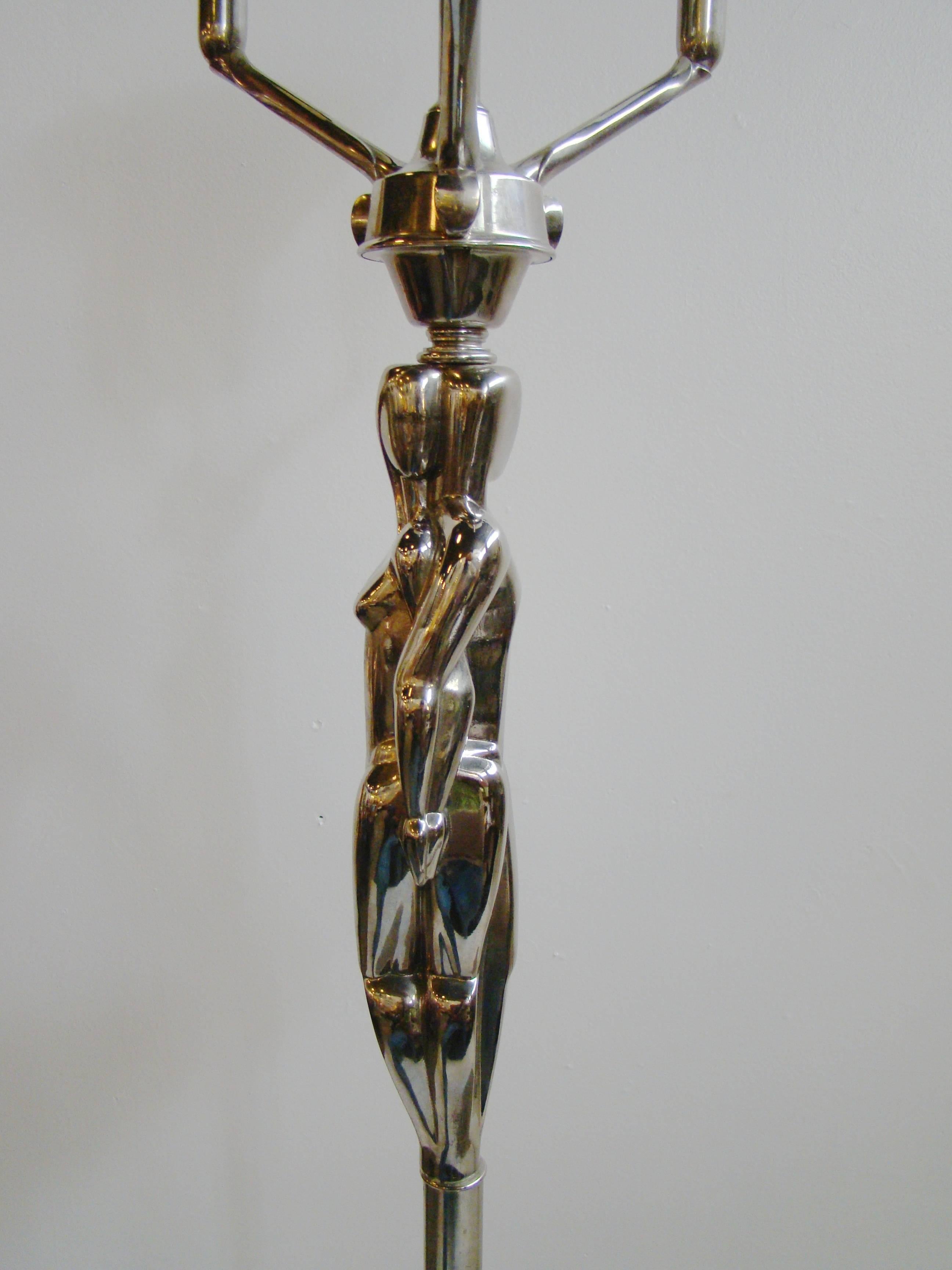American Art Deco Figural Chrome Steel Floor Lamp by Viktor Schreckengost For Sale