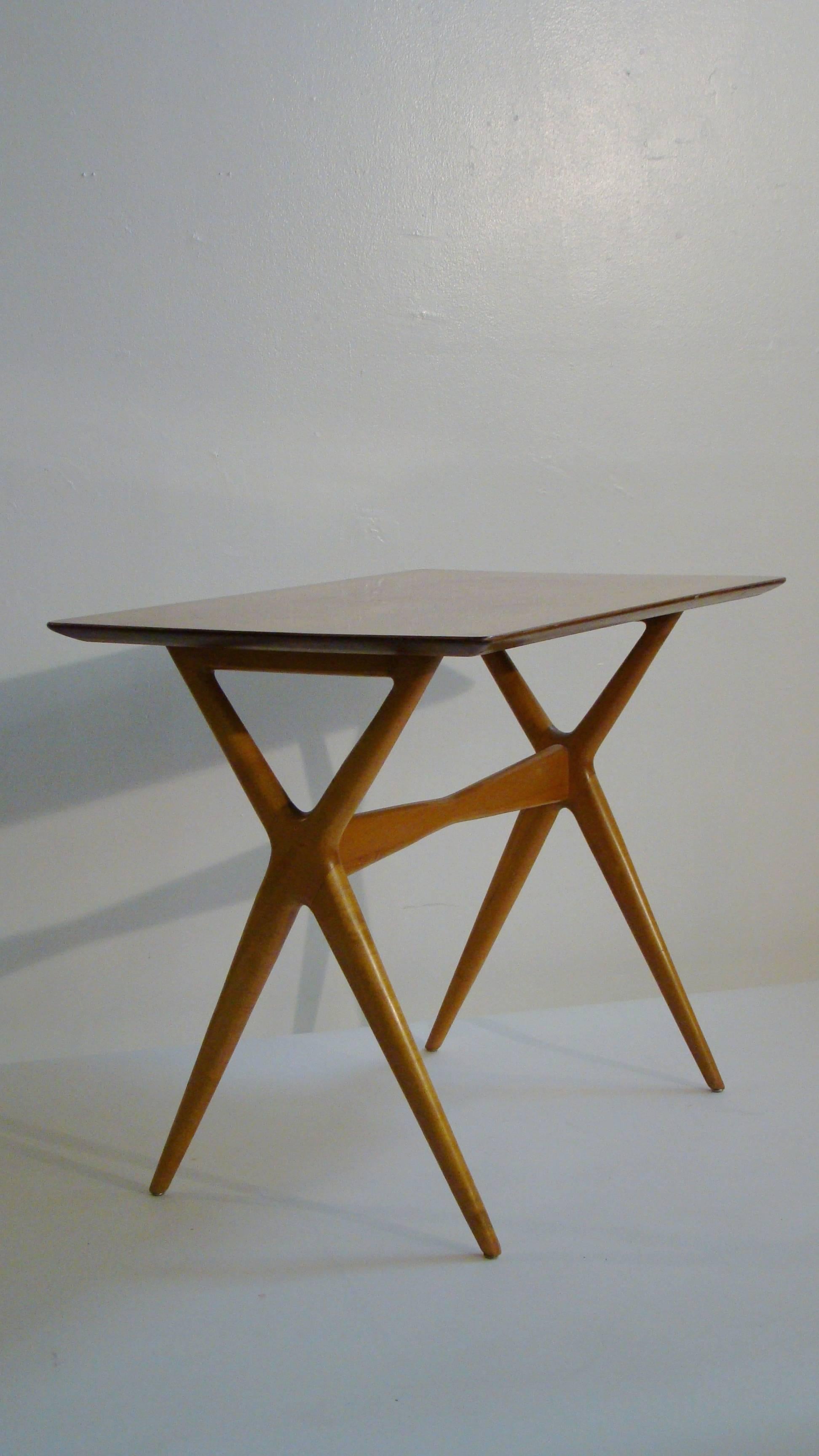  Scissor Leg Side Table, Server Attributed to Renzo Rutili for Johnson Furniture In Good Condition In Denver, CO