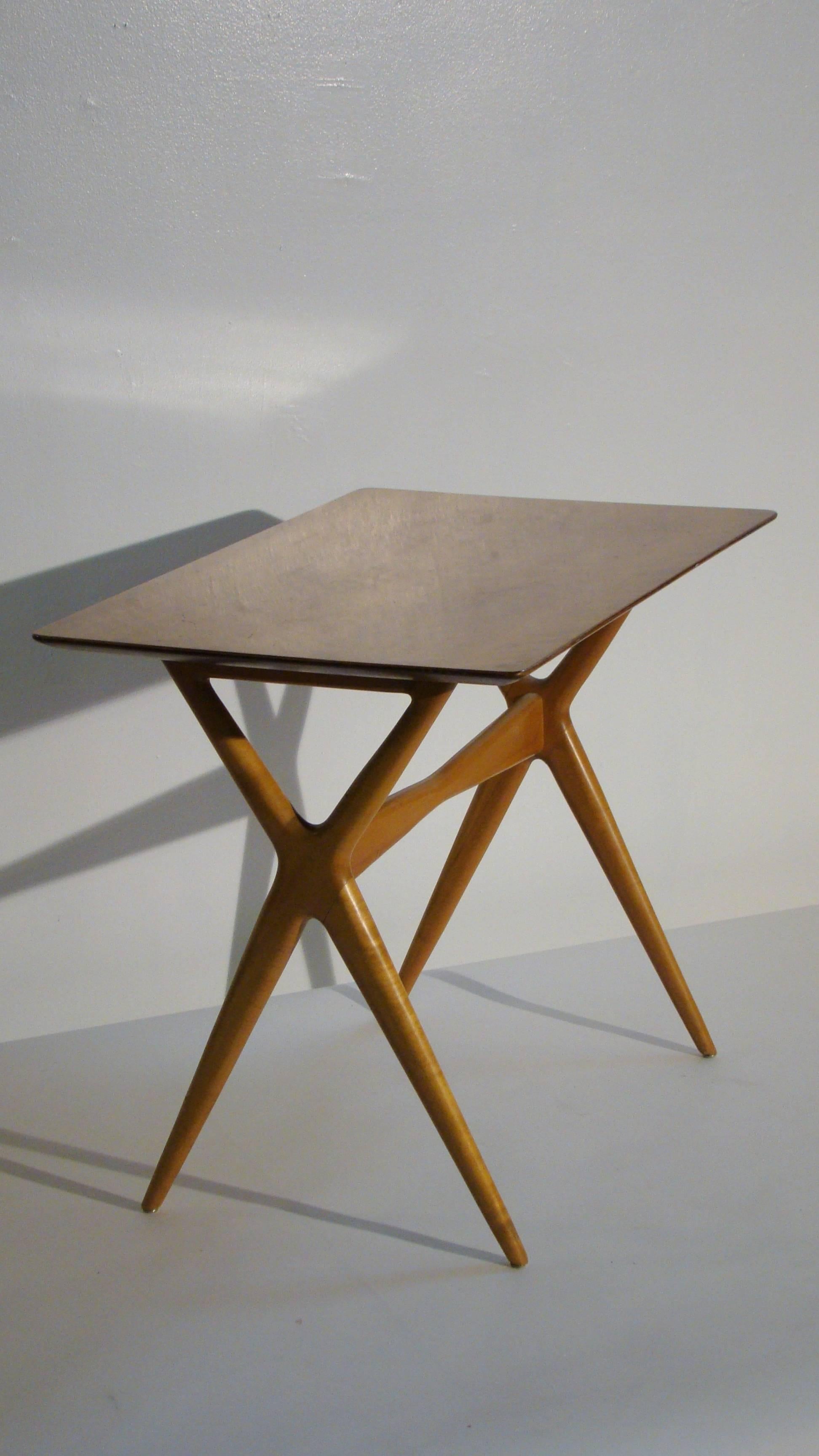 Mid-Century Modern  Scissor Leg Side Table, Server Attributed to Renzo Rutili for Johnson Furniture