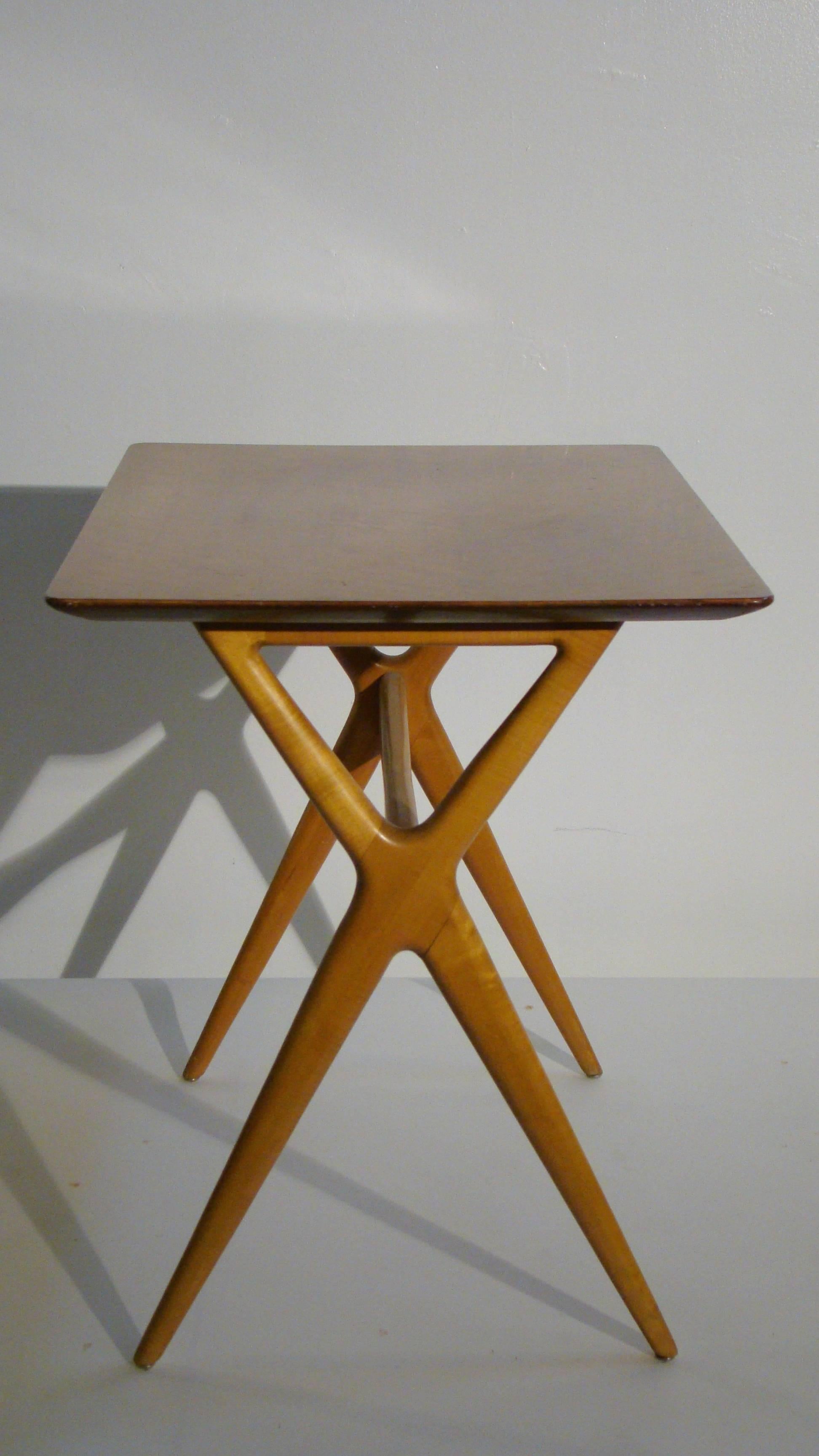 Mid-20th Century  Scissor Leg Side Table, Server Attributed to Renzo Rutili for Johnson Furniture