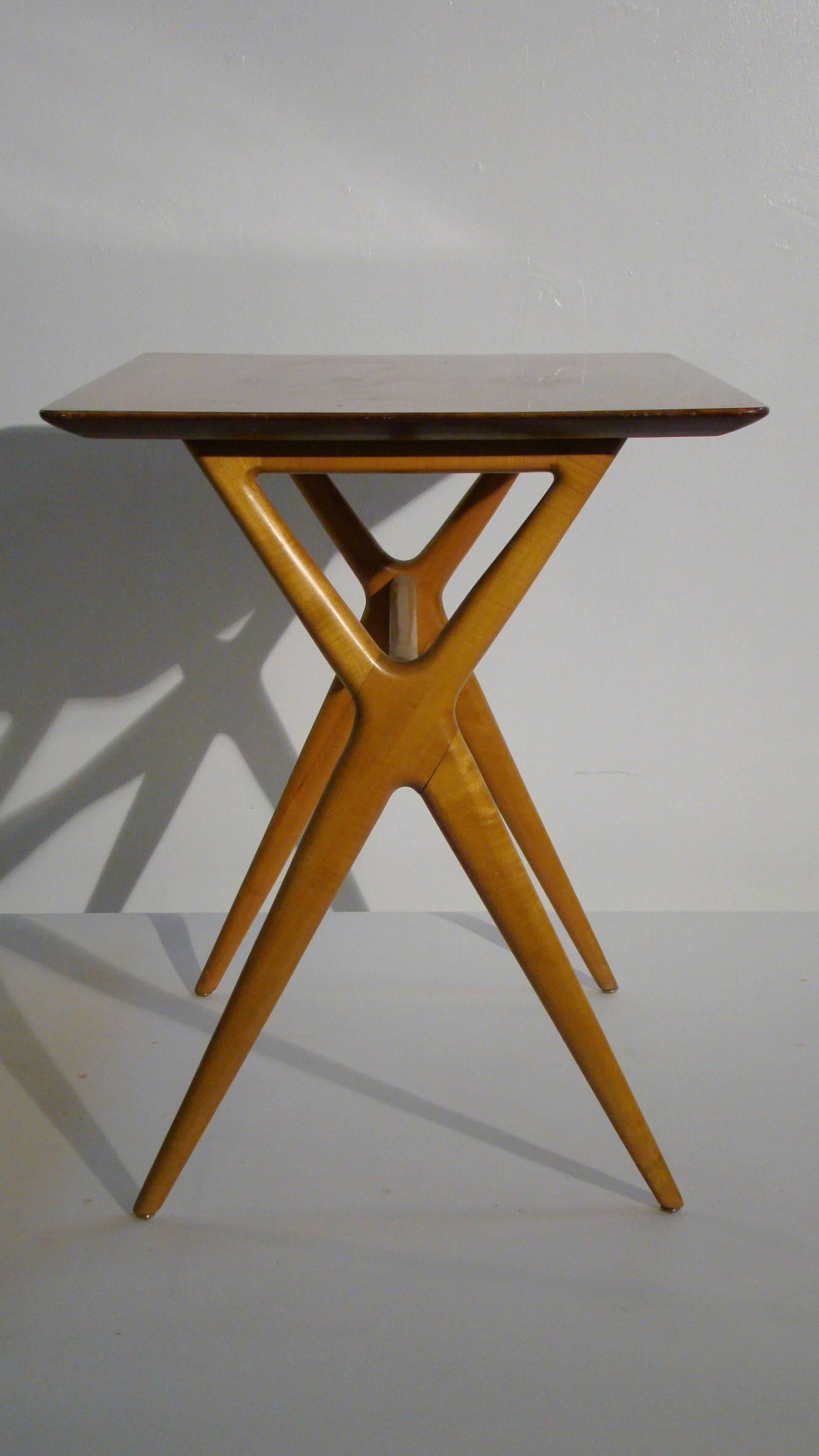 American  Scissor Leg Side Table, Server Attributed to Renzo Rutili for Johnson Furniture