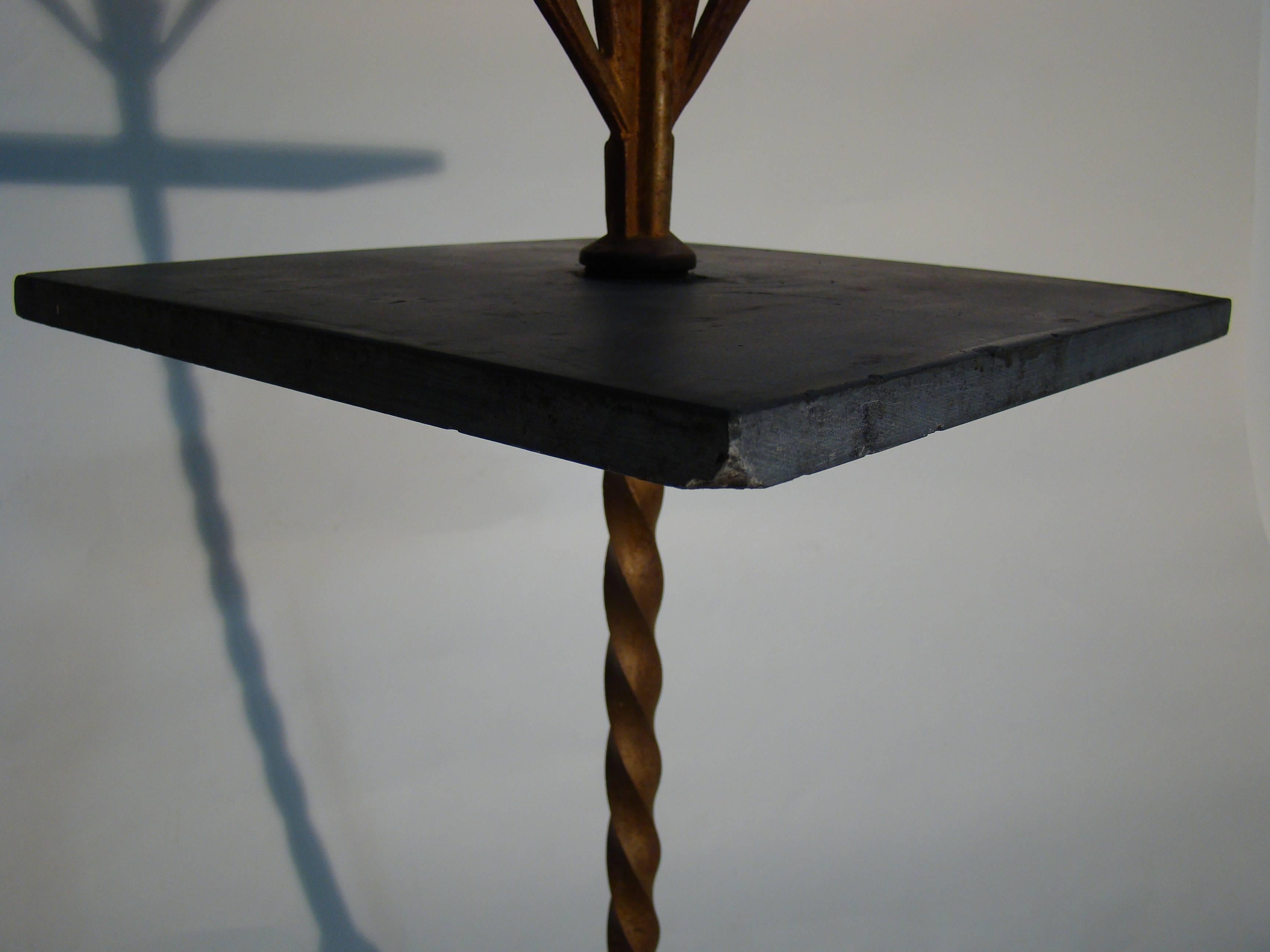 Mid-20th Century Art Deco Cast Iron and Slate Cocktail Table or Smoke Stand