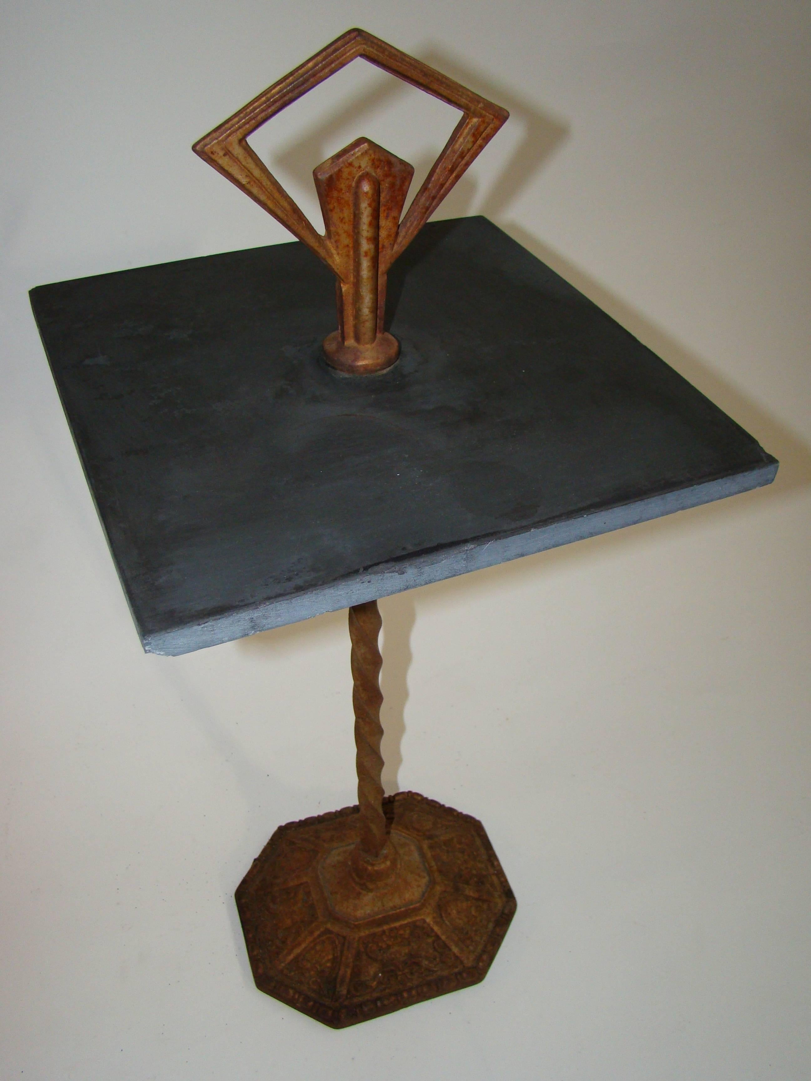 Art Deco Cast Iron and Slate Cocktail Table or Smoke Stand 2