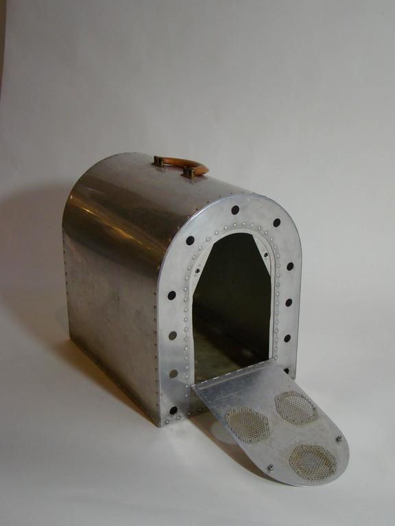 Vintage Machine Age Aluminium Pet Carrier, circa 1940s For Sale at 1stdibs