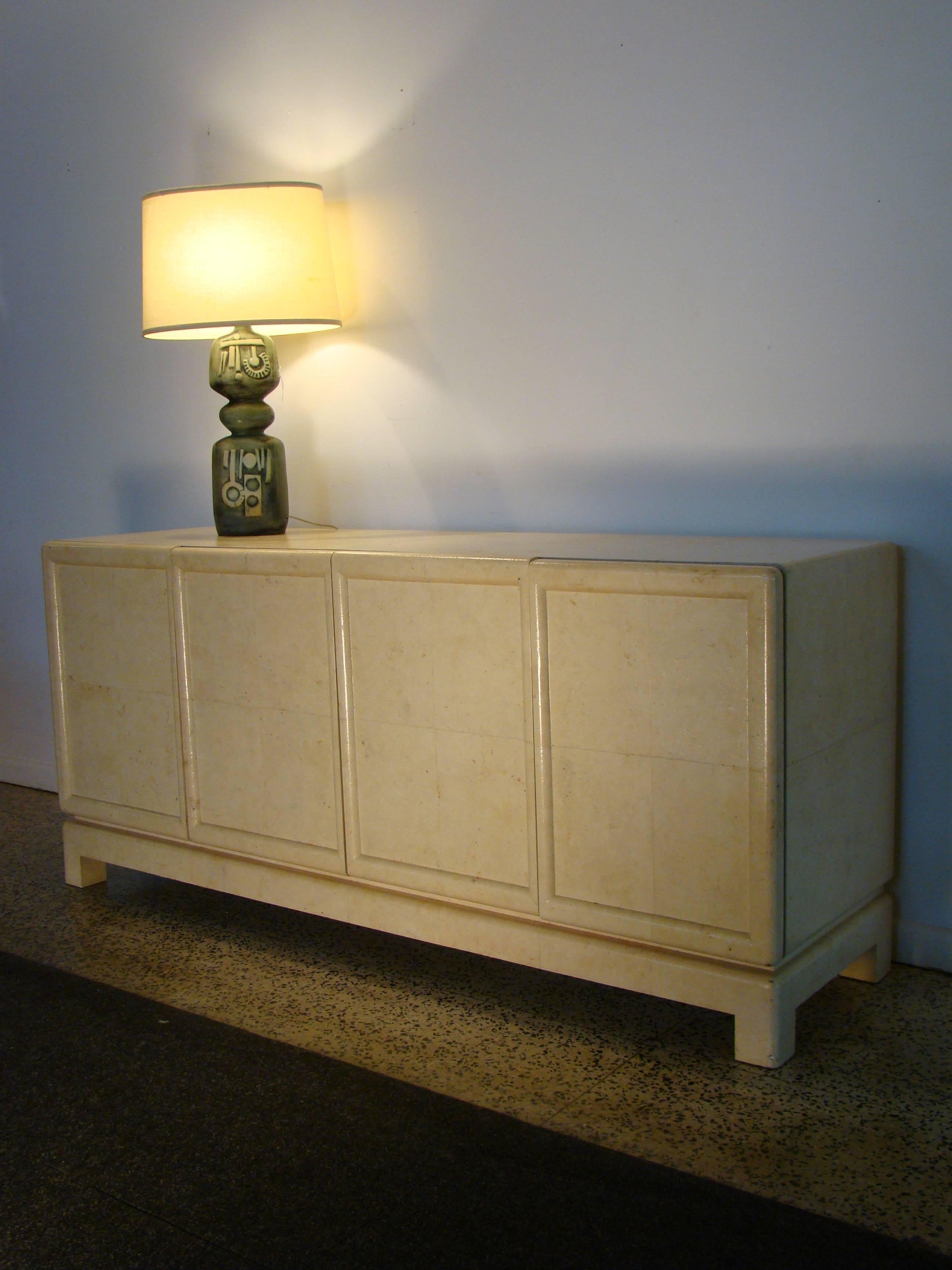 20th Century True Goatskin Sideboard or Credenza in the manner of Karl Springer