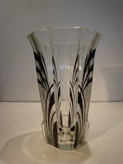 Art Deco Machine Age Enamel Acid Etched Geometric Vase After Karl Palda
