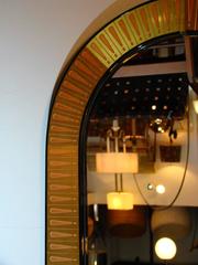 Beautiful Bijan Brass and Copper Etched Oval Wall Mirror