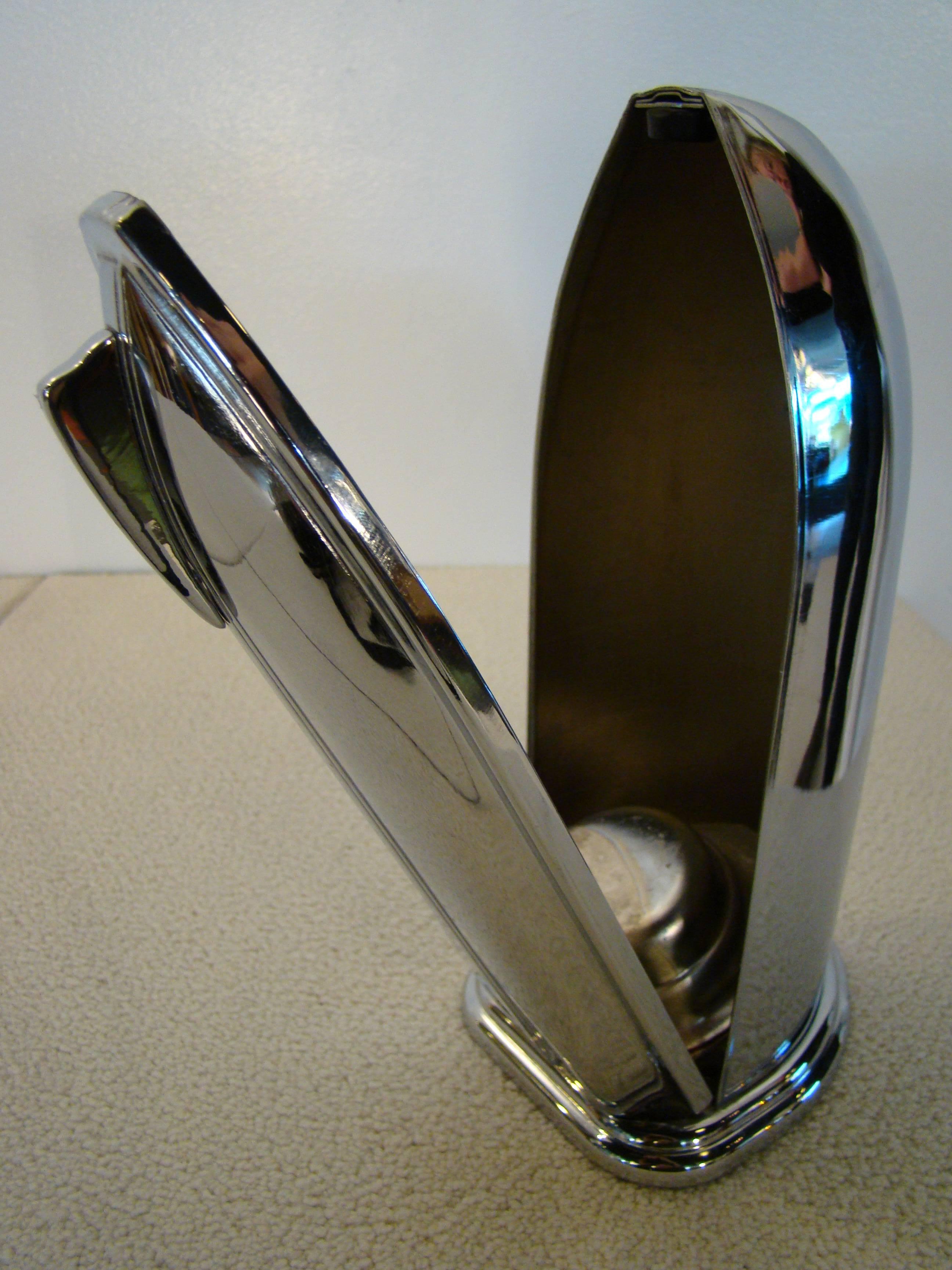 Art Deco Machine Age Chrome Lily Cup Dixie Cup Dispenser For