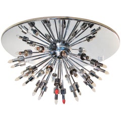 Stunning and Monumental Chrome Sputnik Chandelier Light Fixture
