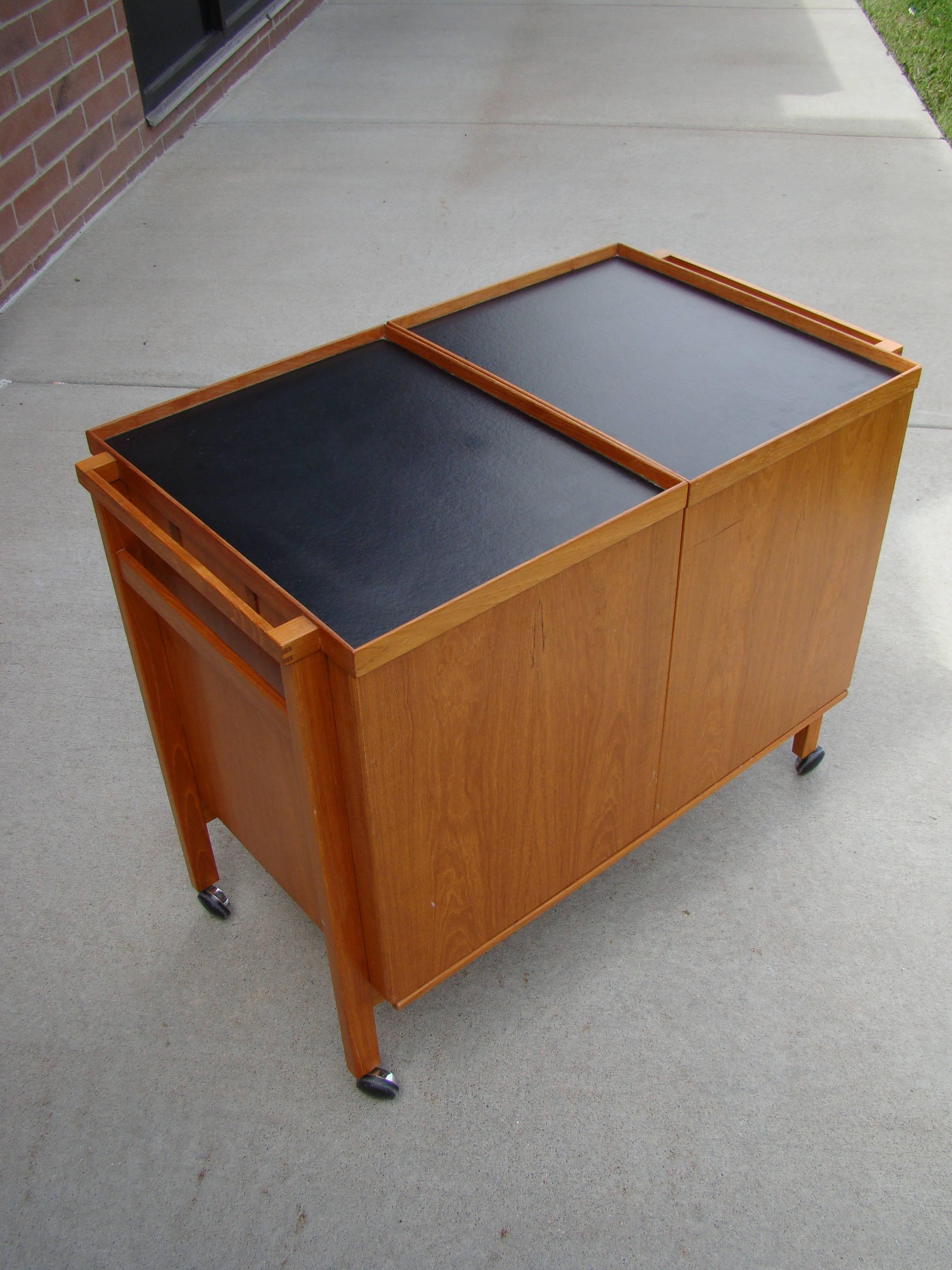 Mid-Century Modern Danish Bar Cart in Teak by Neils Erick and Glasdam Jensen, Denmark