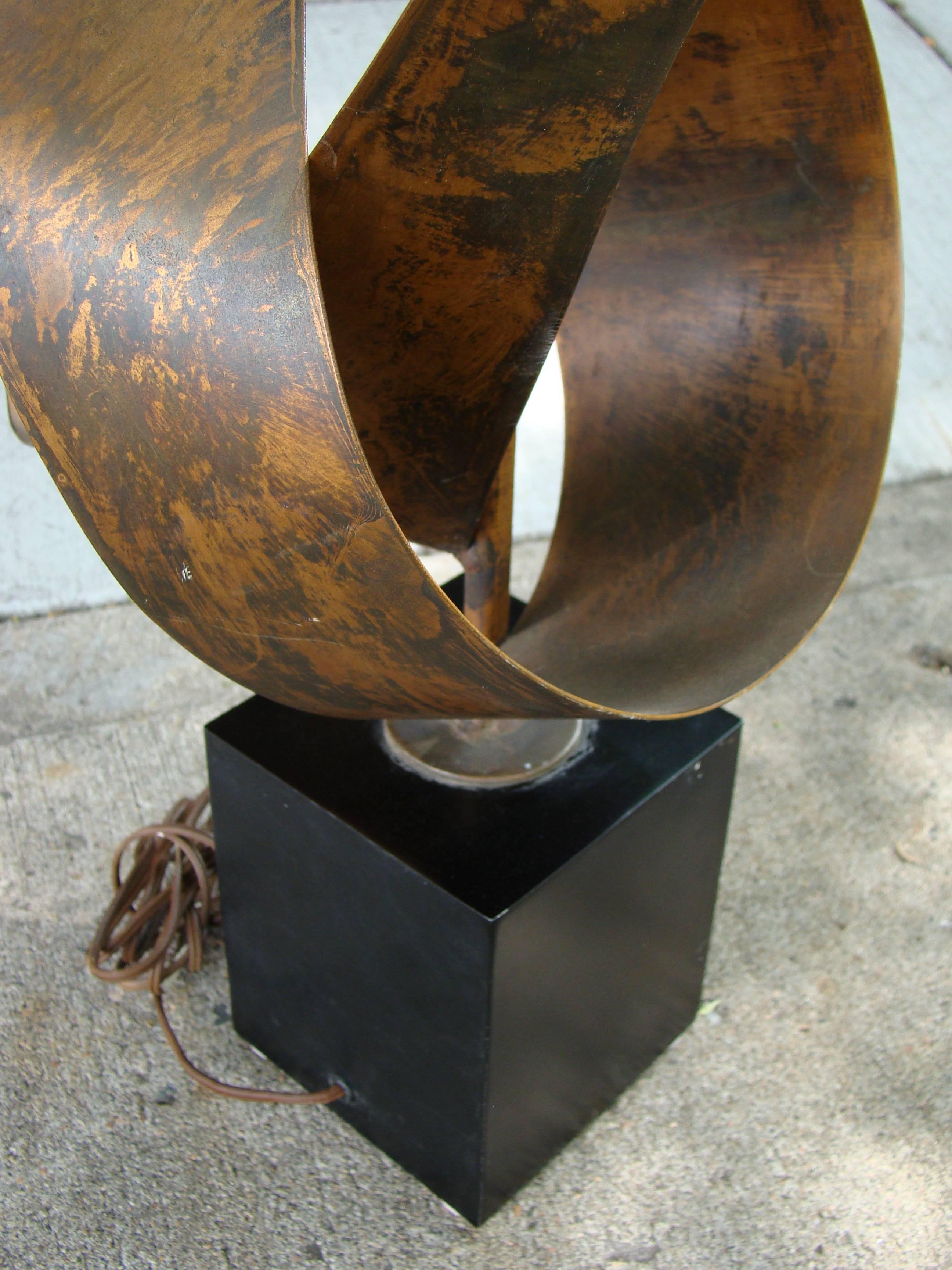 American Monumental Sculptural Laurel Metal Table/Floor Lamp by Harry Balmer