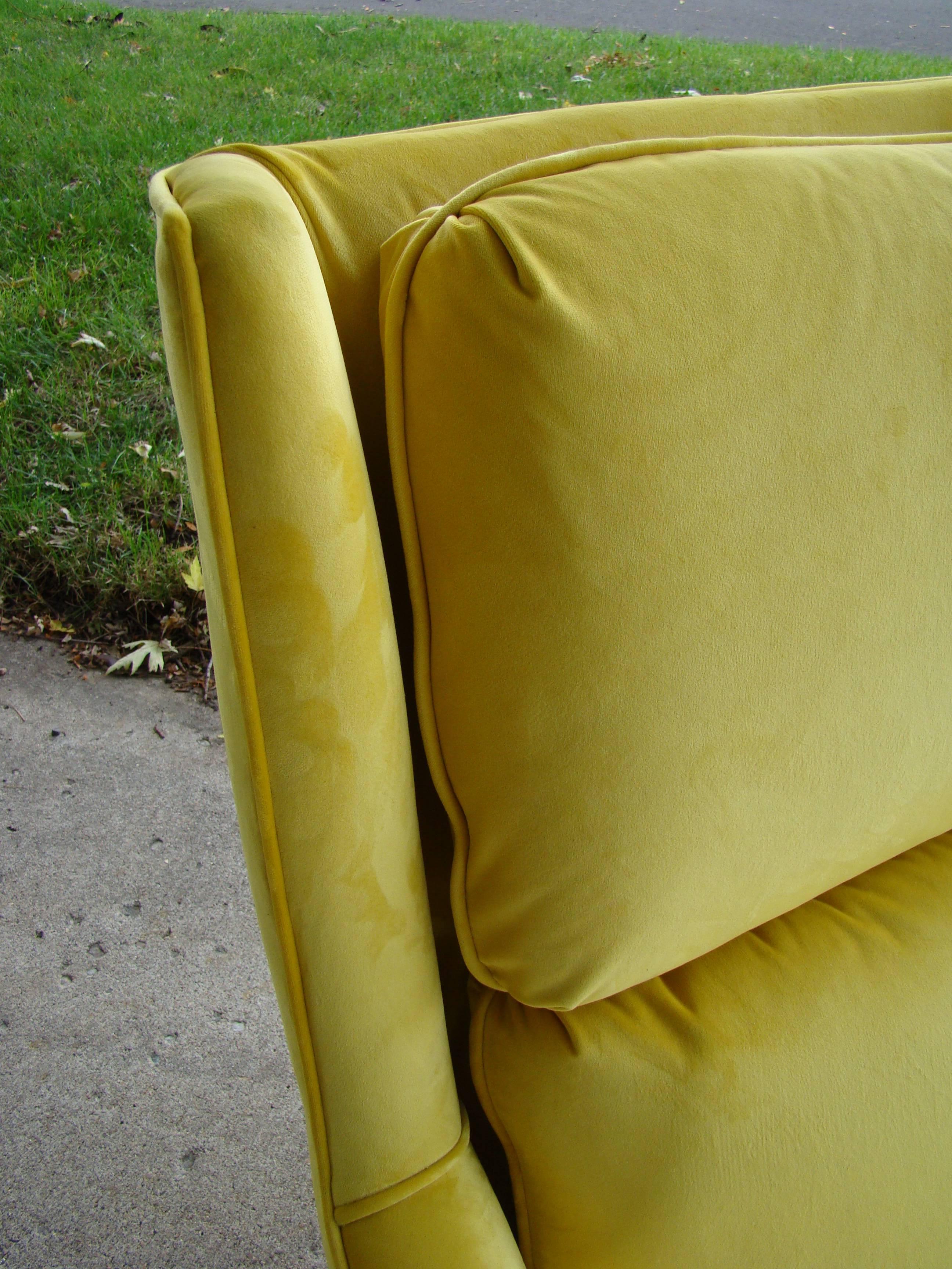 Vintage, 1960s Yellow Citrine Italian Wingback Upholstered Lounge Chair 3