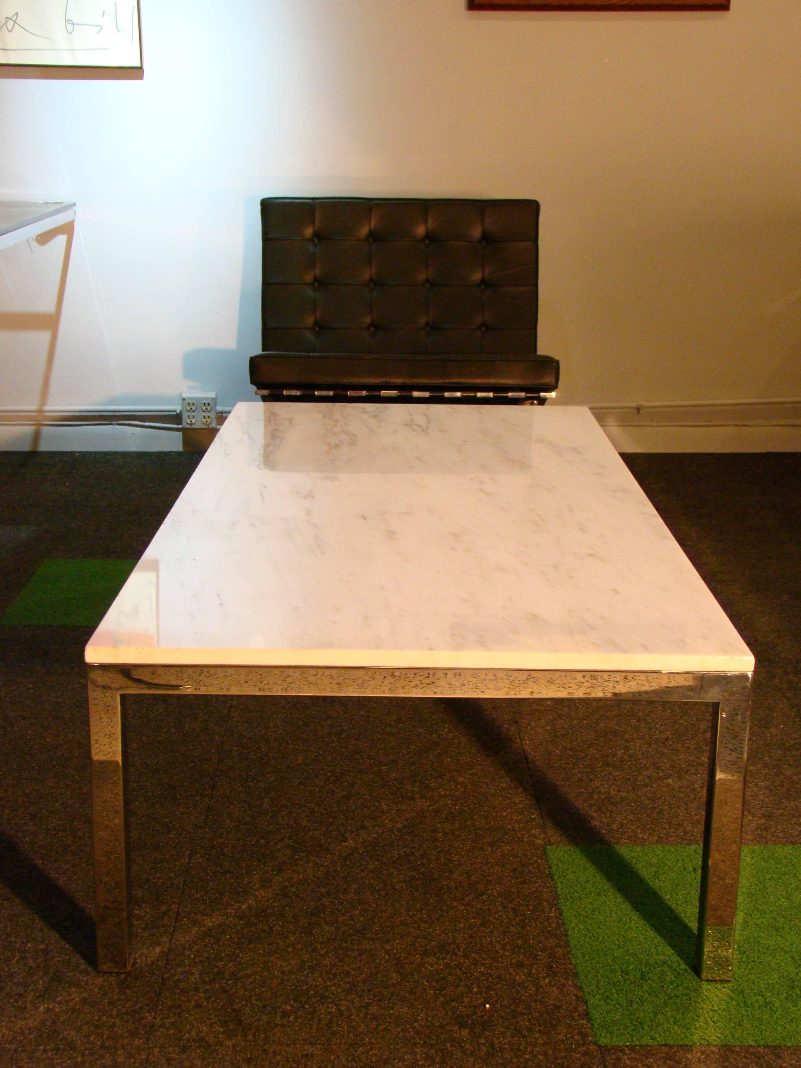 American Marble and Chrome Rectangular Coffee Table after Florence Knoll