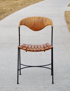 1950s California Modernist Iron and Cord Dining Chairs by Arthur Umanoff, USA