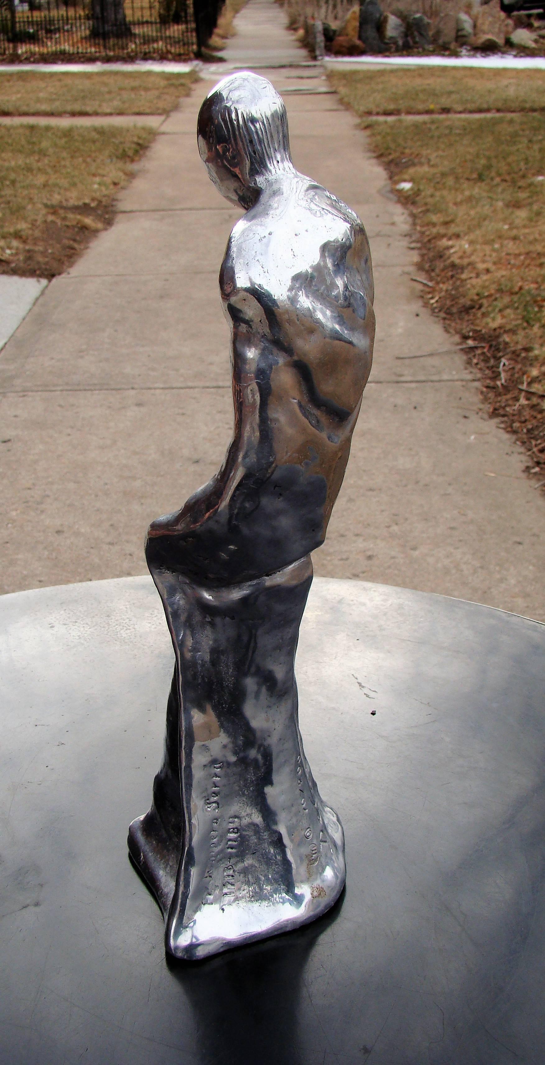 Late 20th Century Modernist Abstract Figural signed Nambe Sculpture 