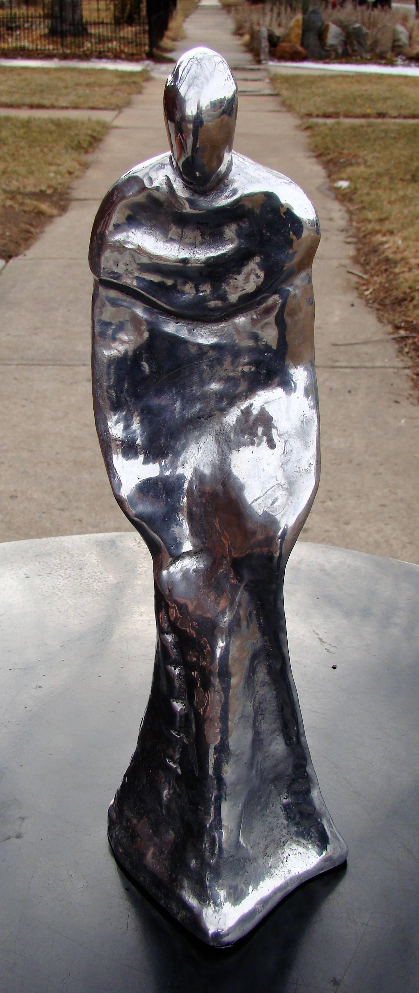 Modernist Abstract Figural signed Nambe Sculpture 