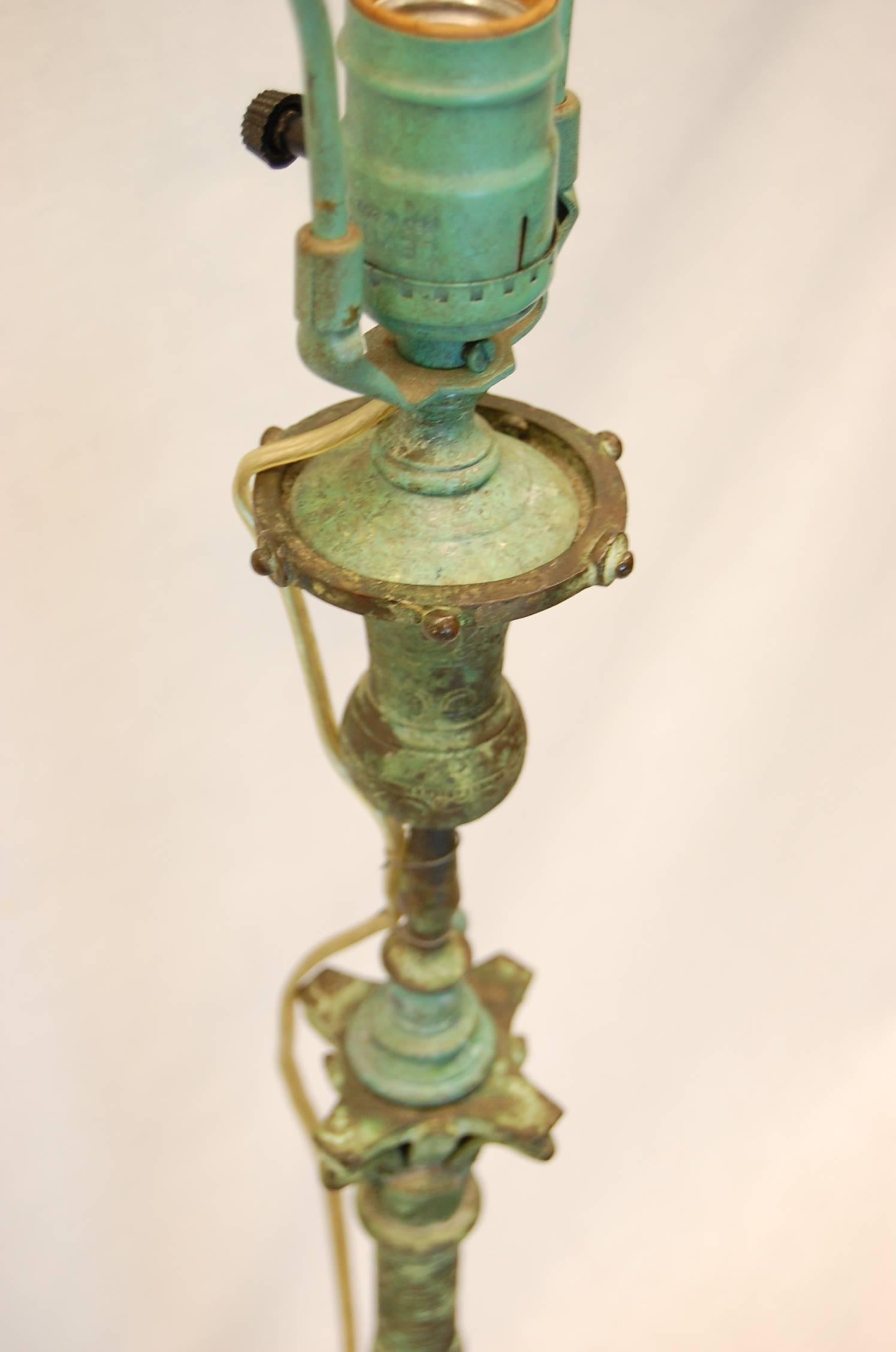 19th Century Roman Bronze Candlestick Wired as a Lamp 3
