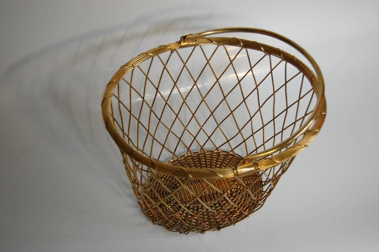 1930s French Brass Wire Basket with Handle at 1stDibs
