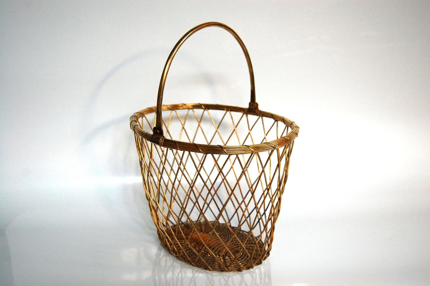 1930s French Brass Wire Basket with Handle at 1stdibs