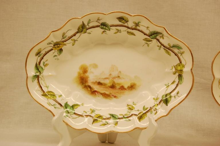 Pair of Royal Worcester Oval Dessert Bowls Dating to 1909 For Sale at