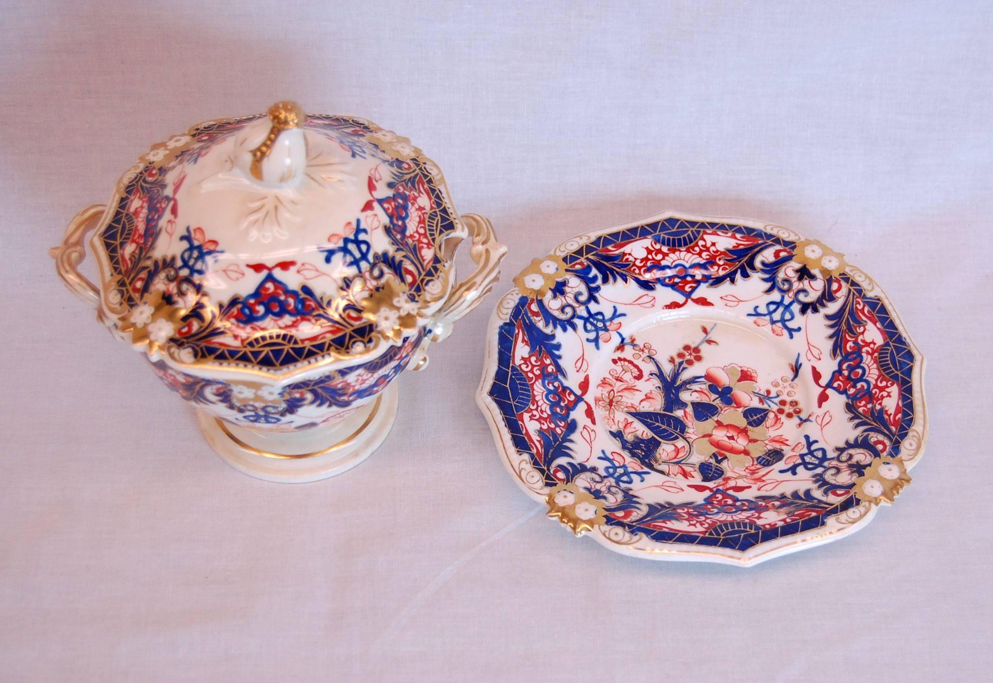 Ironstone Mid-19th Century English Staffordshire Tureen with Liner Plate and Lid