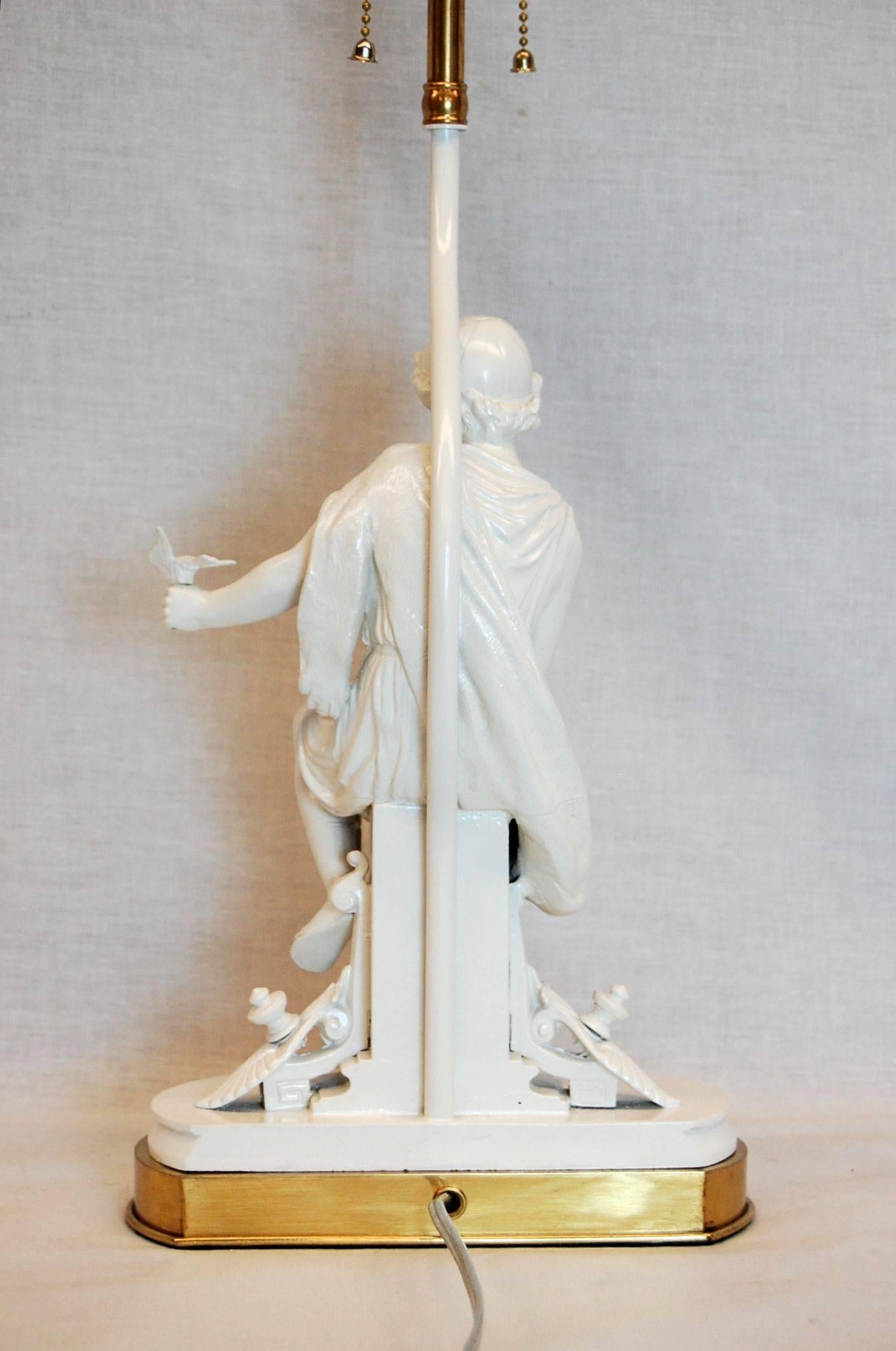 Unknown Classical Greek Figure of a Male with Doves on Brass Base For Sale