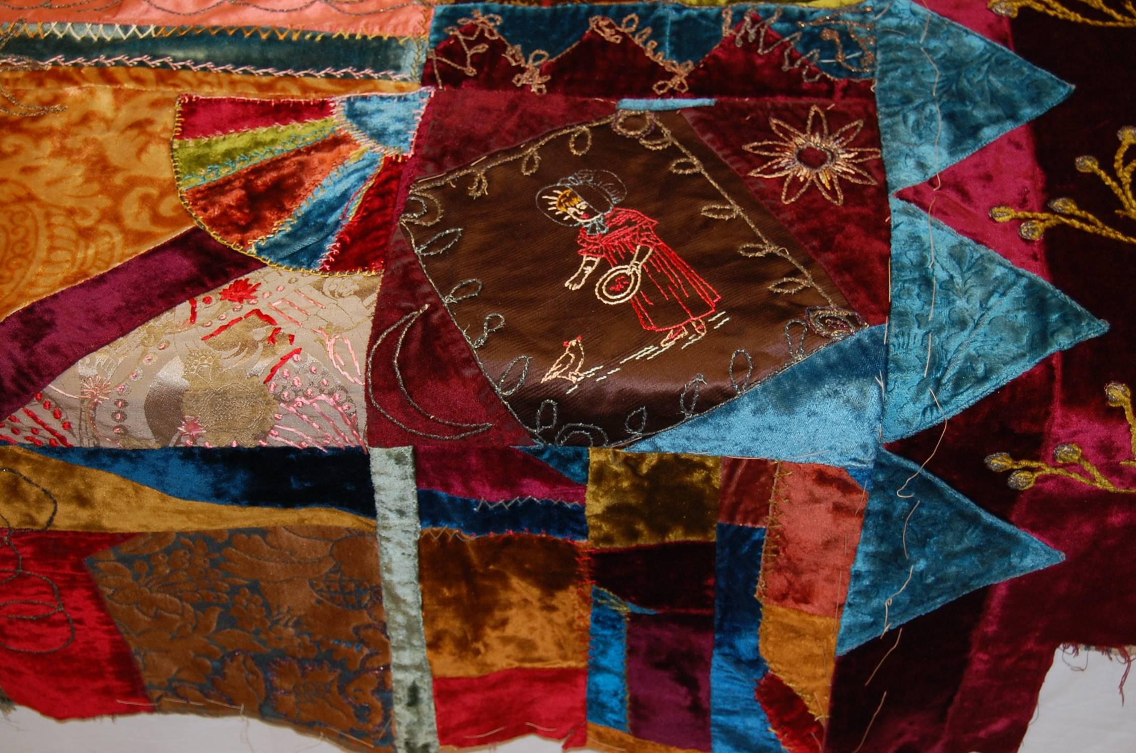Silk Crazy Quilt Dated 1888, American 1
