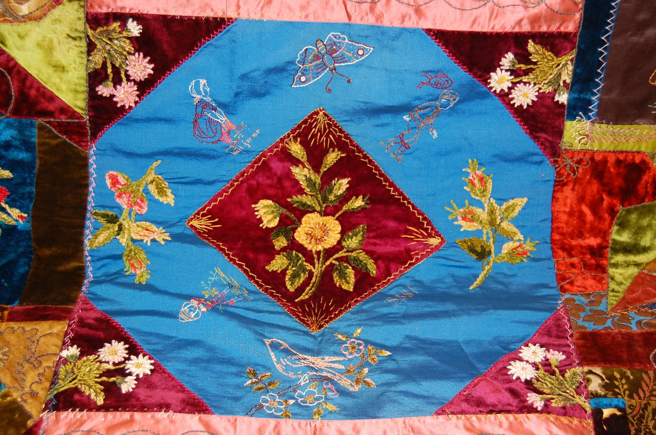 Silk Crazy Quilt Dated 1888, American 2