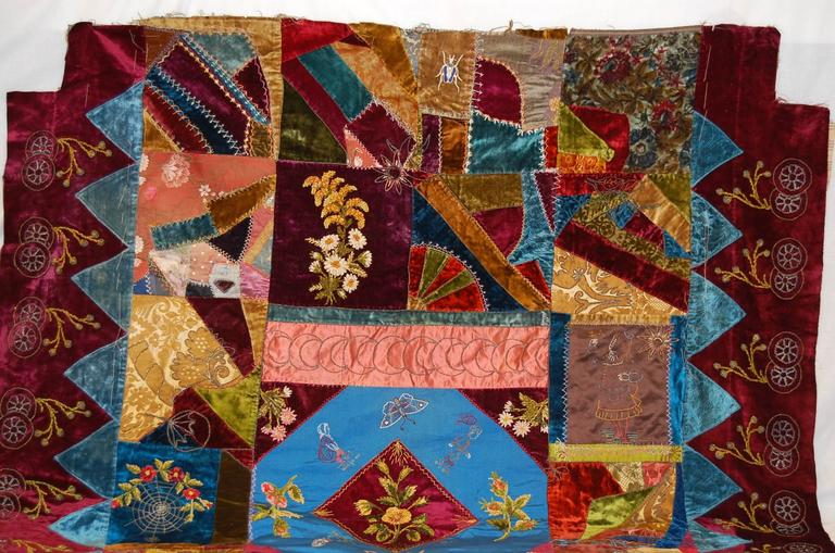 Silk Crazy Quilt Dated 1888, American at 1stdibs